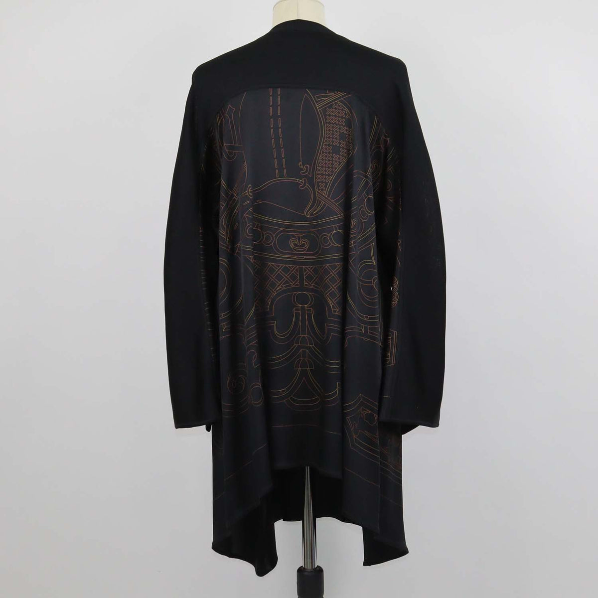 Hermes Black Silk "L'Enseigne du Sellier" Print Tunic Caftan