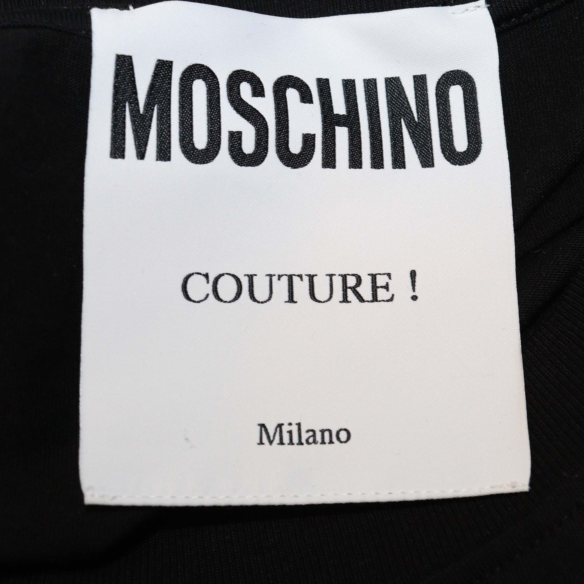 Moschino Couture Black Cotton Logo Print Crew Neck T-Shirt