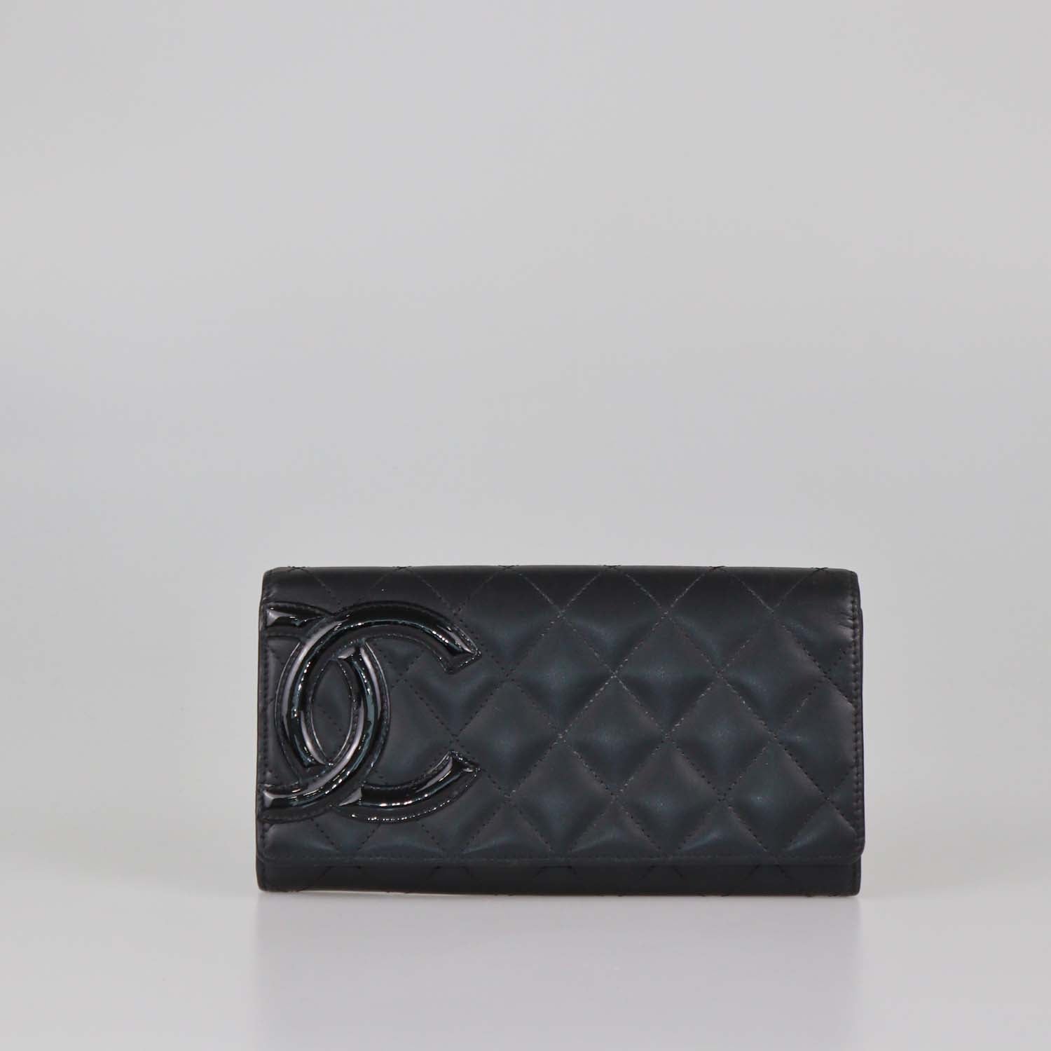 Chanel Black Leather Quilted Cambon Flap Continental Wallet