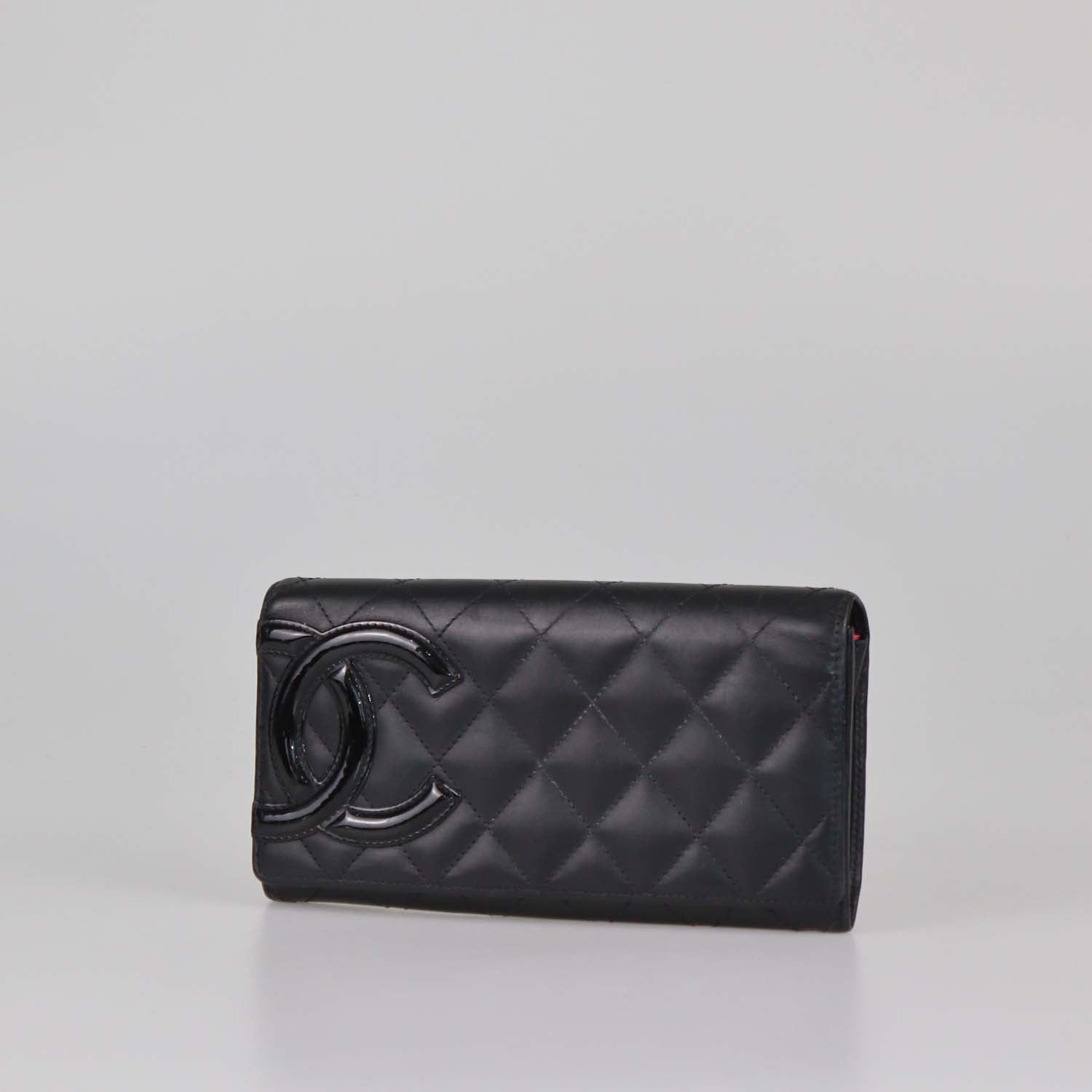 Chanel Black Leather Quilted Cambon Flap Continental Wallet