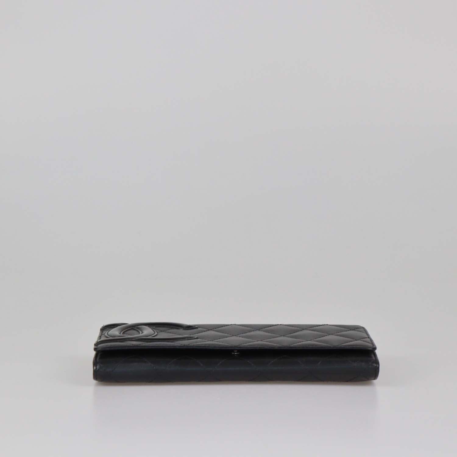 Chanel Black Leather Quilted Cambon Flap Continental Wallet