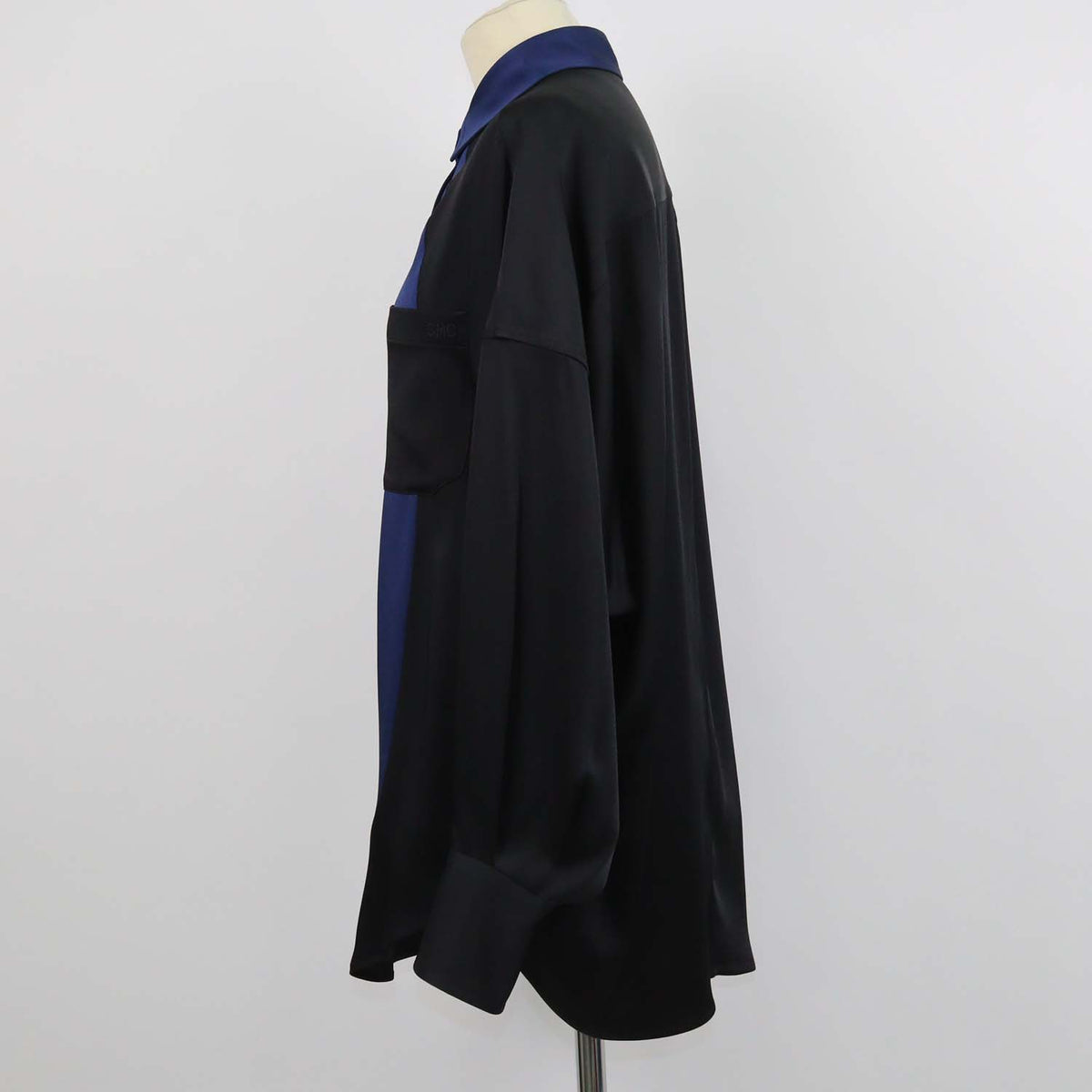 Stella McCartney Black,Blue Blend Acetate Oversized Pocket Longsleeve Shirt
