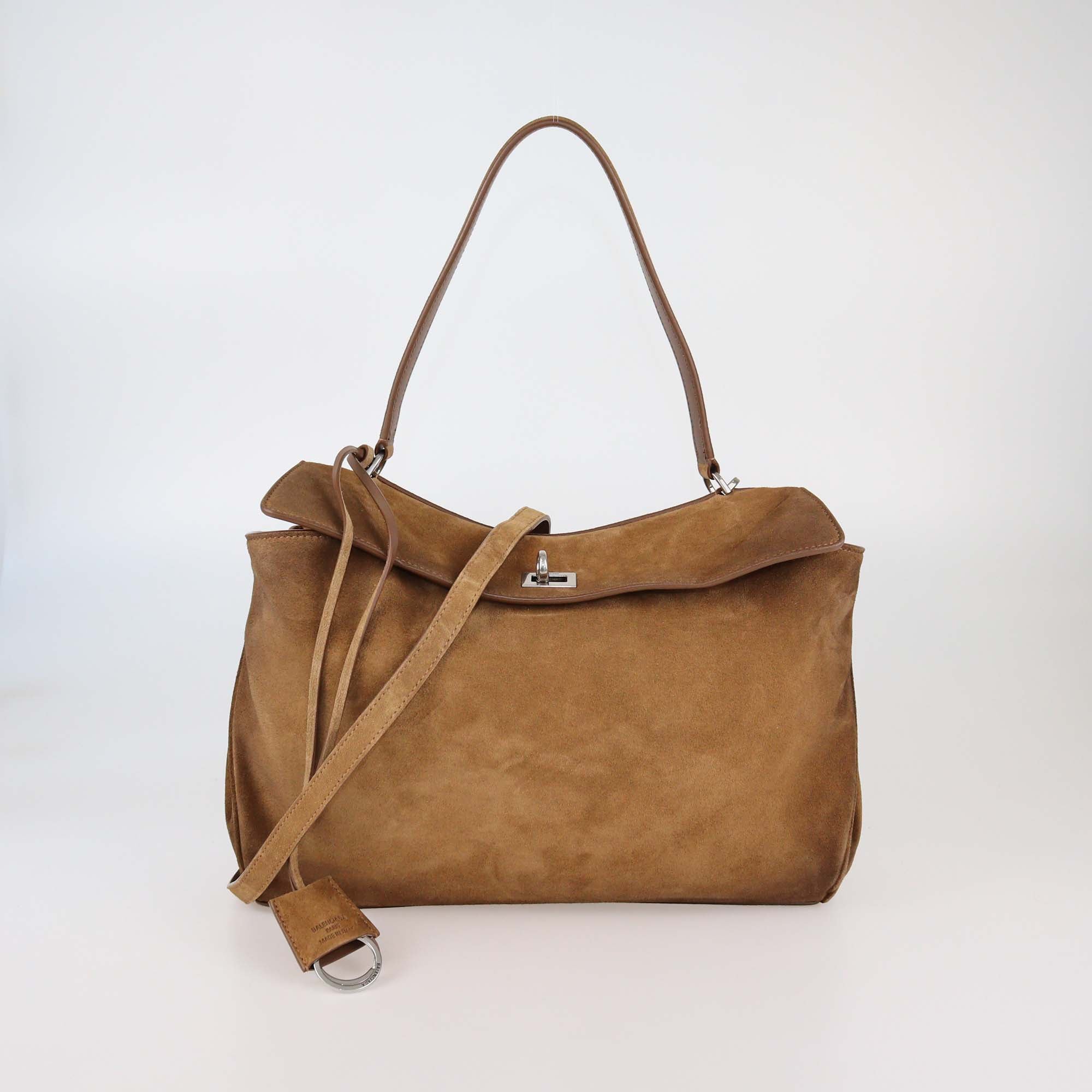 Balenciaga Brown Wax Suede Medium Rodeo Top Handle Bag