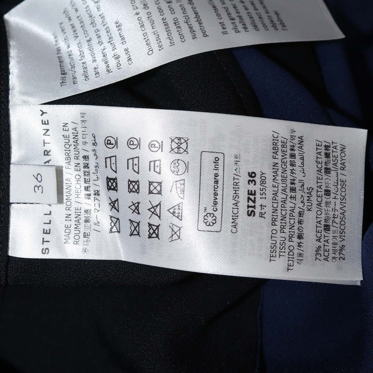 Stella McCartney Black,Blue Blend Acetate Oversized Pocket Longsleeve Shirt
