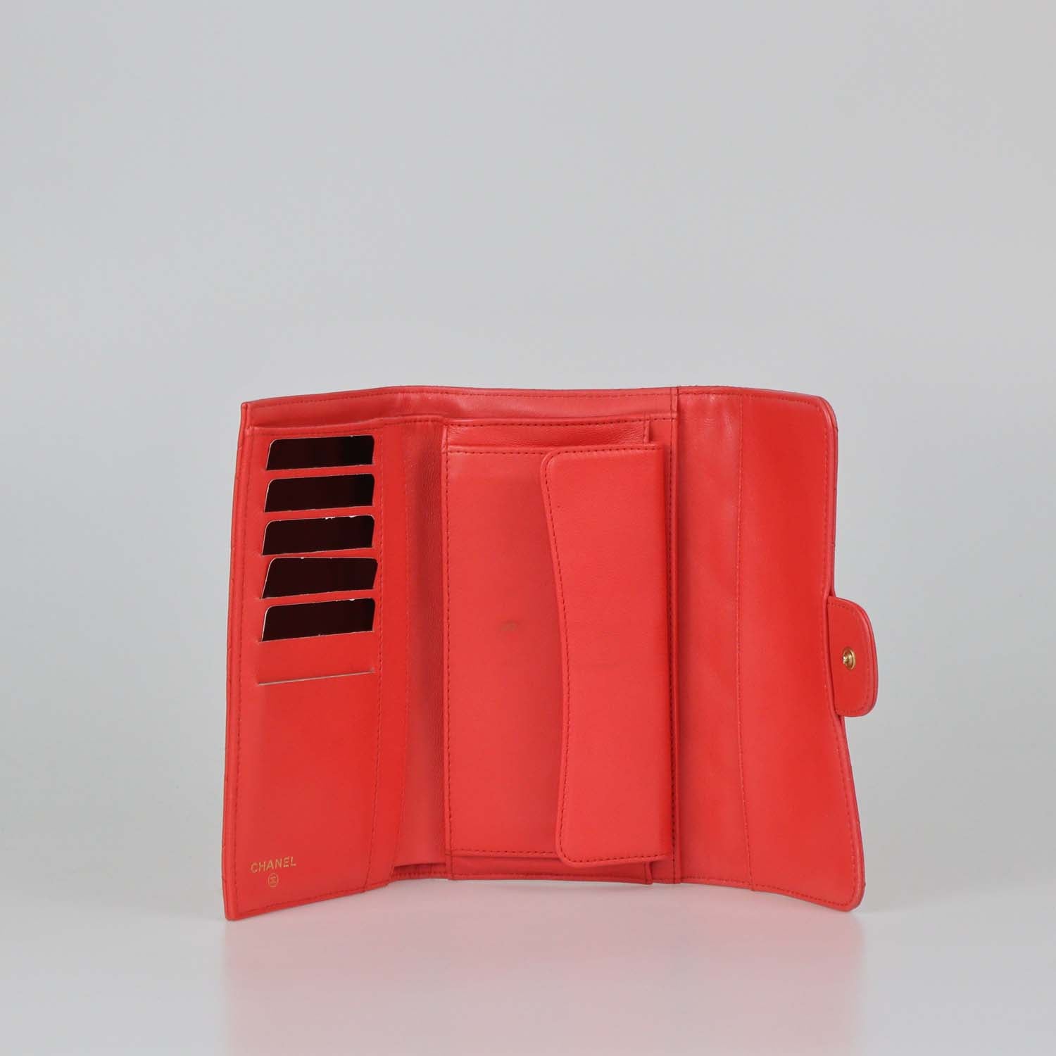 Chanel Red Quilted Leather Reissue Trifold Long Wallet