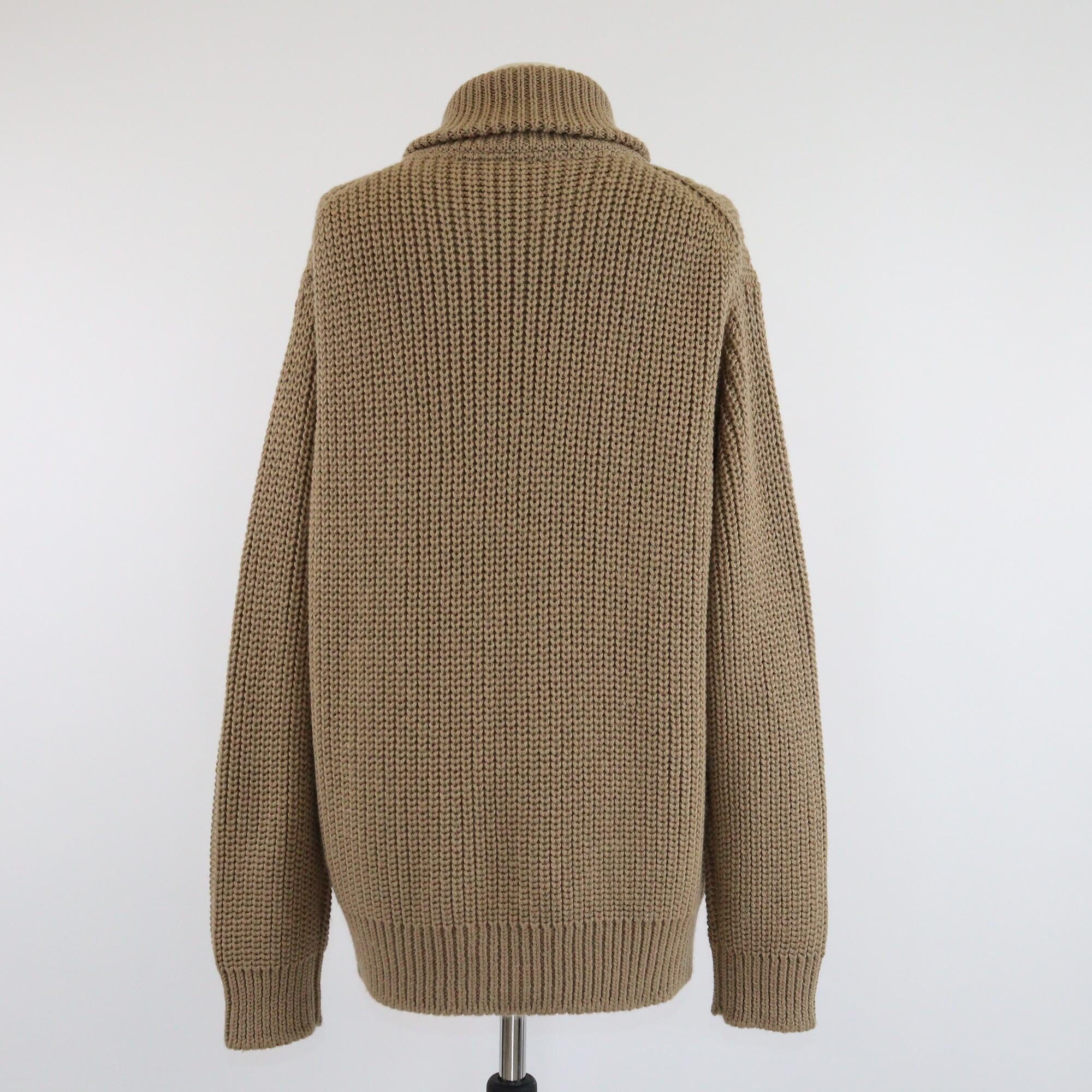 Prada Brown Knit Turtle Neck Zip Longsleeve Cardigan Womens Prada