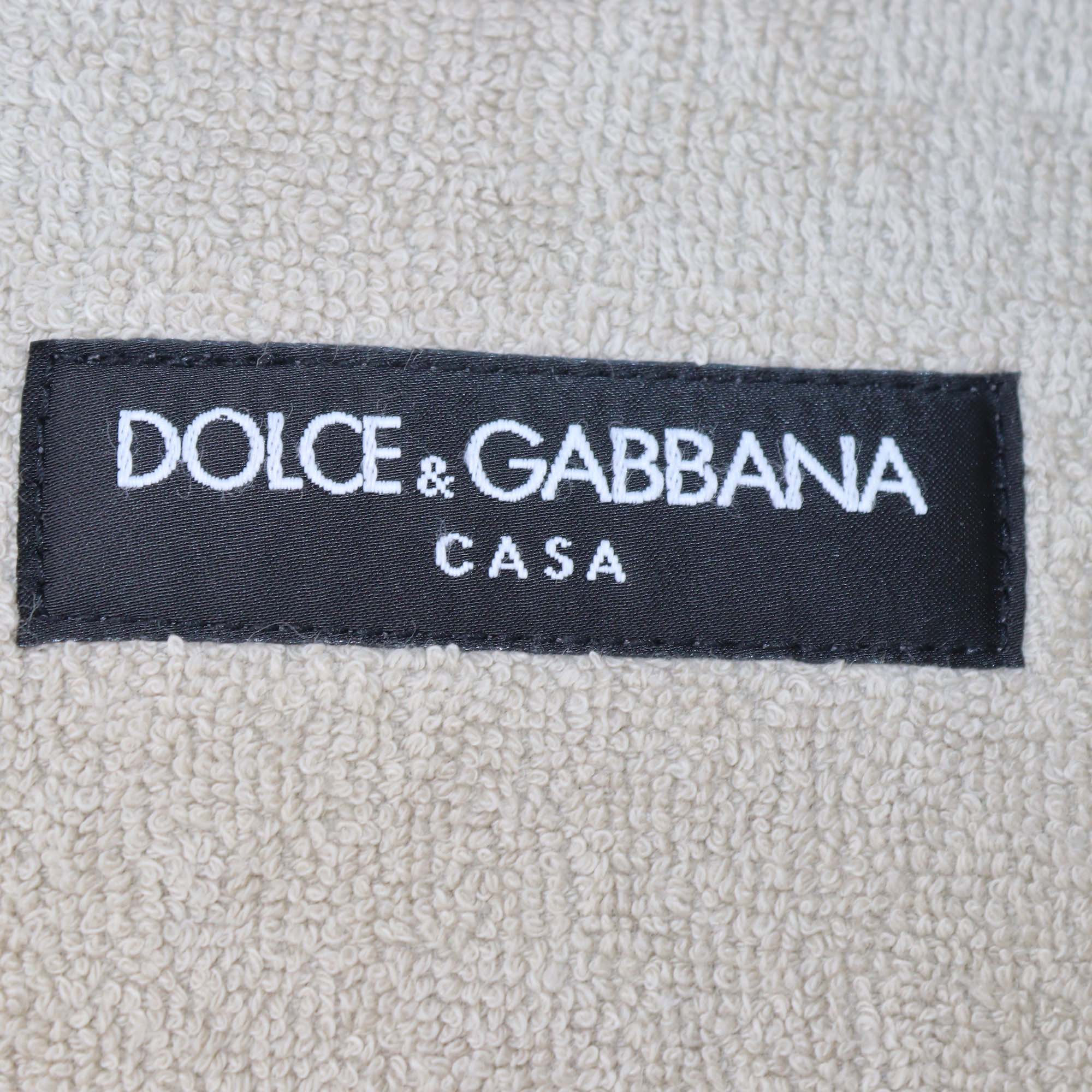 Dolce & Gabbana Beige/Brown Leopard Print Cotton and Linen Terry Slippers