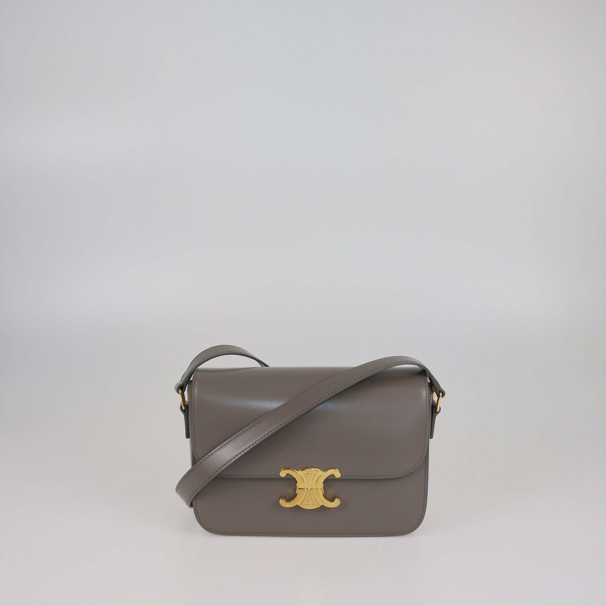 Celine Grey Classique Triomphe Shoulder Bag Womens Celine