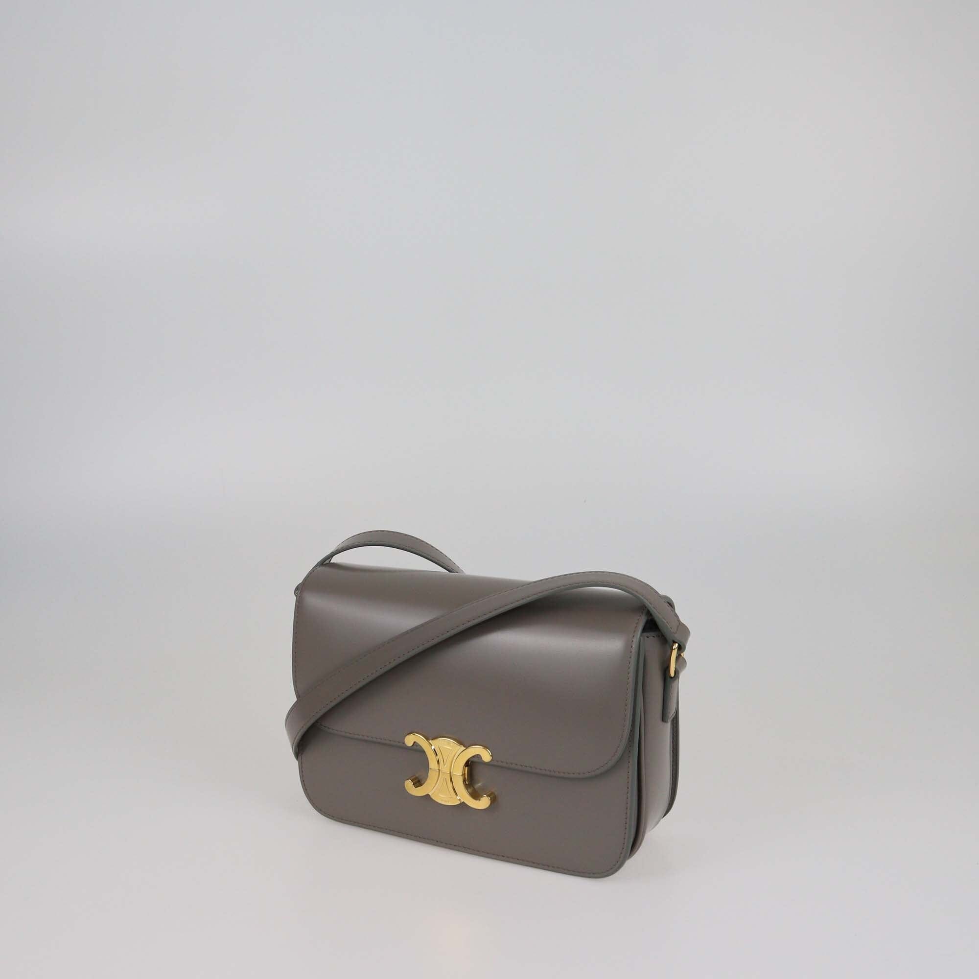 Celine Grey Classique Triomphe Shoulder Bag Womens Celine
