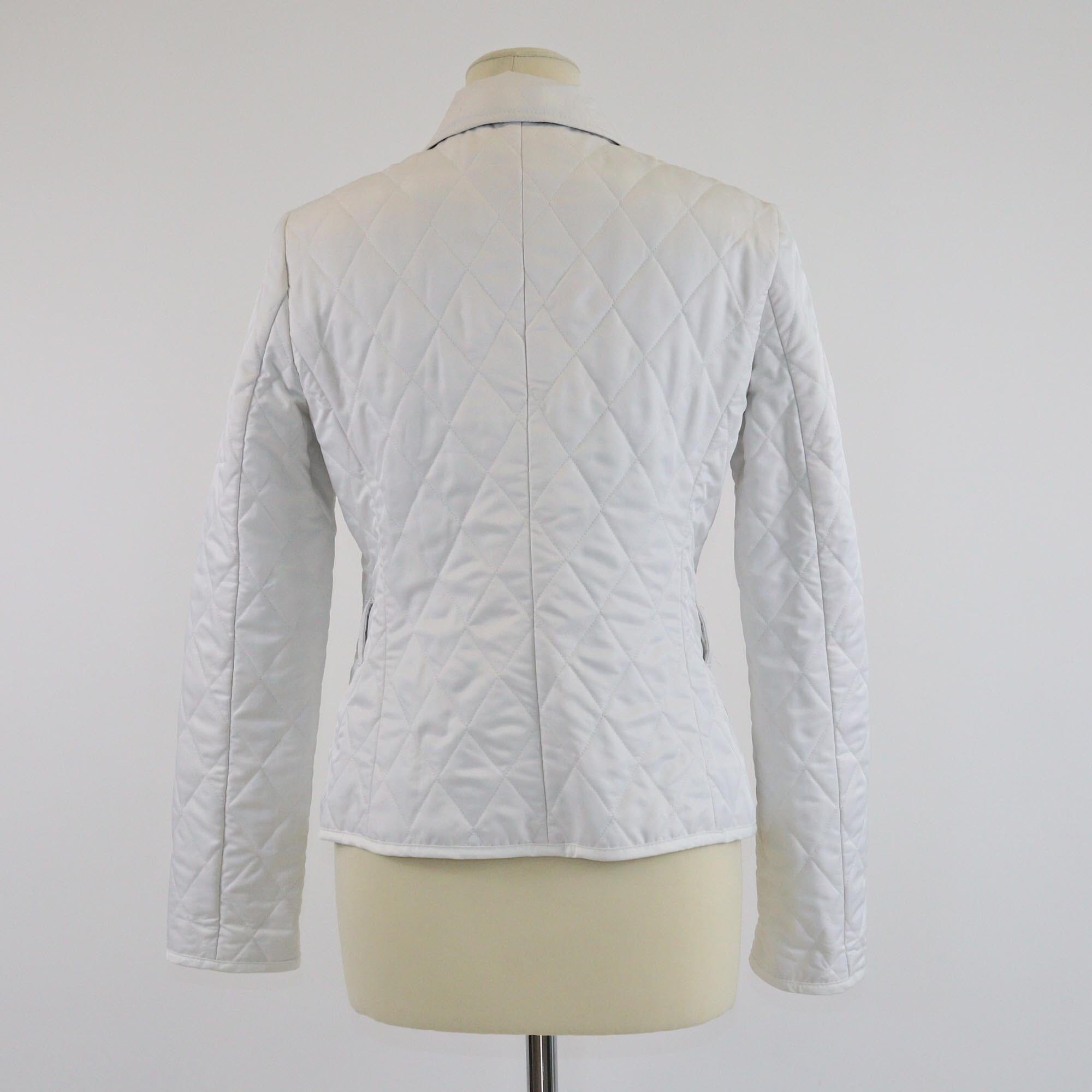 Burberry White/Checked Collar Diamond Quilted Button Front Jacket Womens Burberry