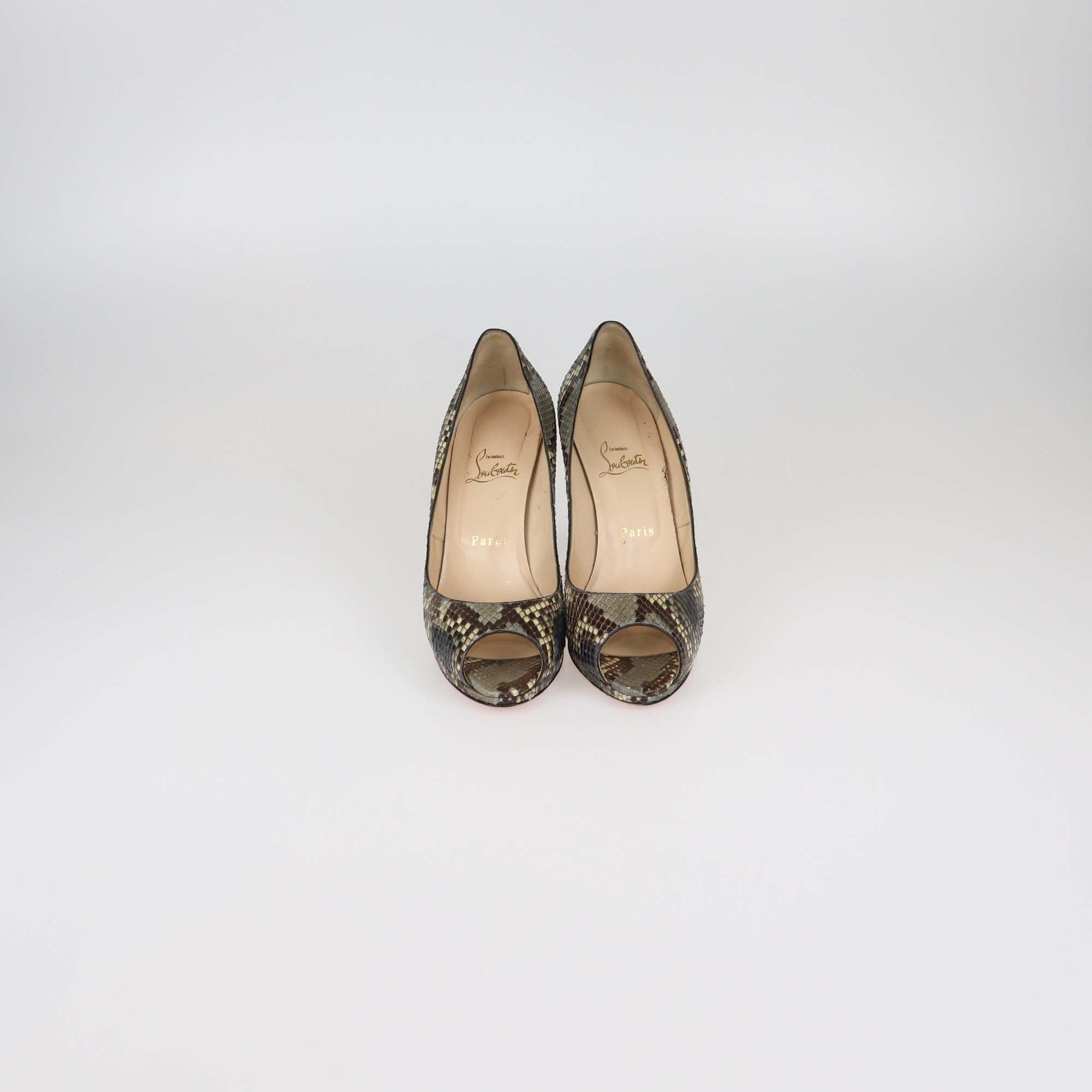 Christian Louboutin Multicolor Python Leather Very Prive Peep Toe Pumps