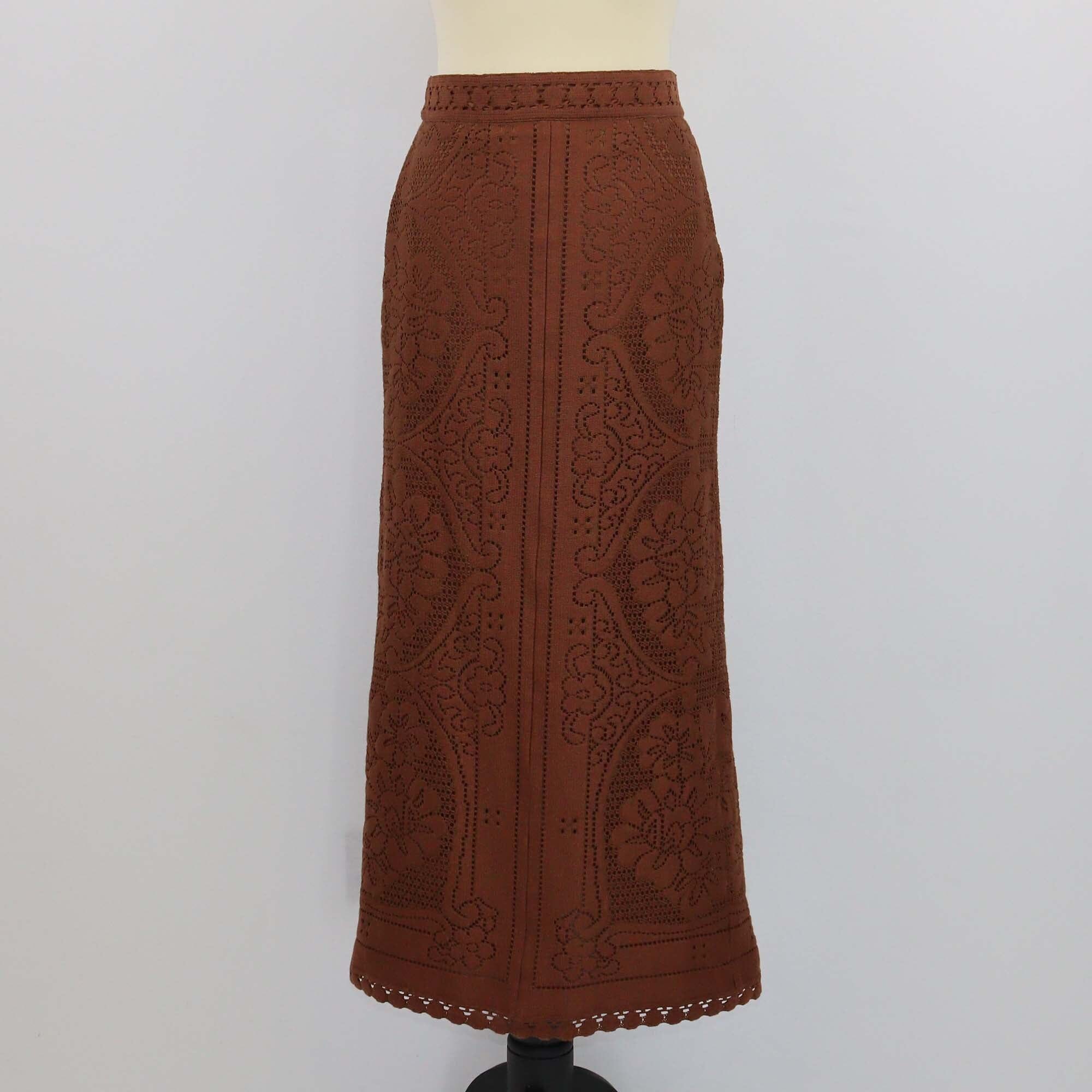 Valentino Brown Lace Maxi Skirt Womens Valentino