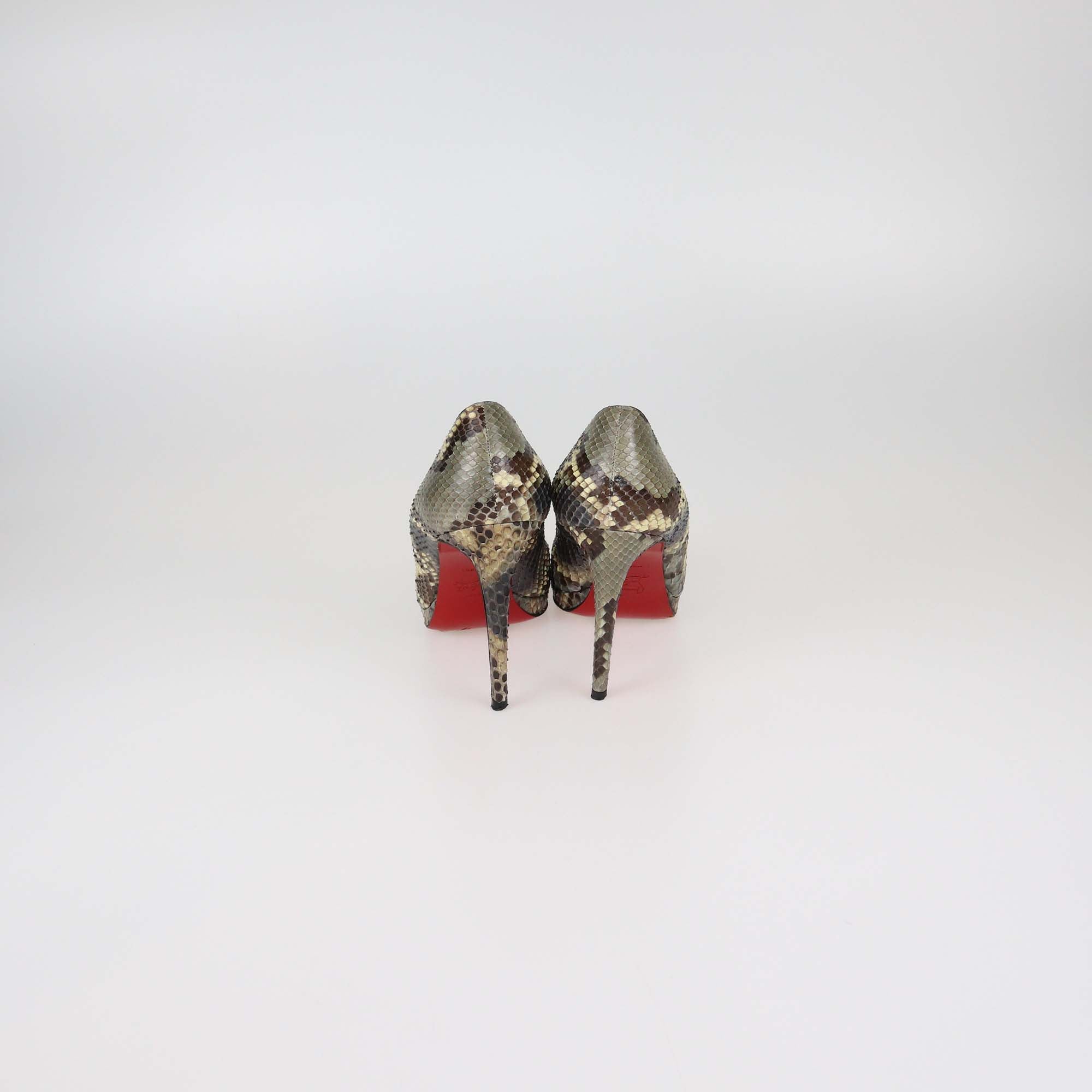 Christian Louboutin Multicolor Python Leather Very Prive Peep Toe Pumps