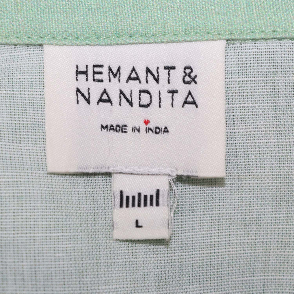 Hemant & Nandita Green Linen Cotton Floral Print Drop Shoulder Collar Tunic