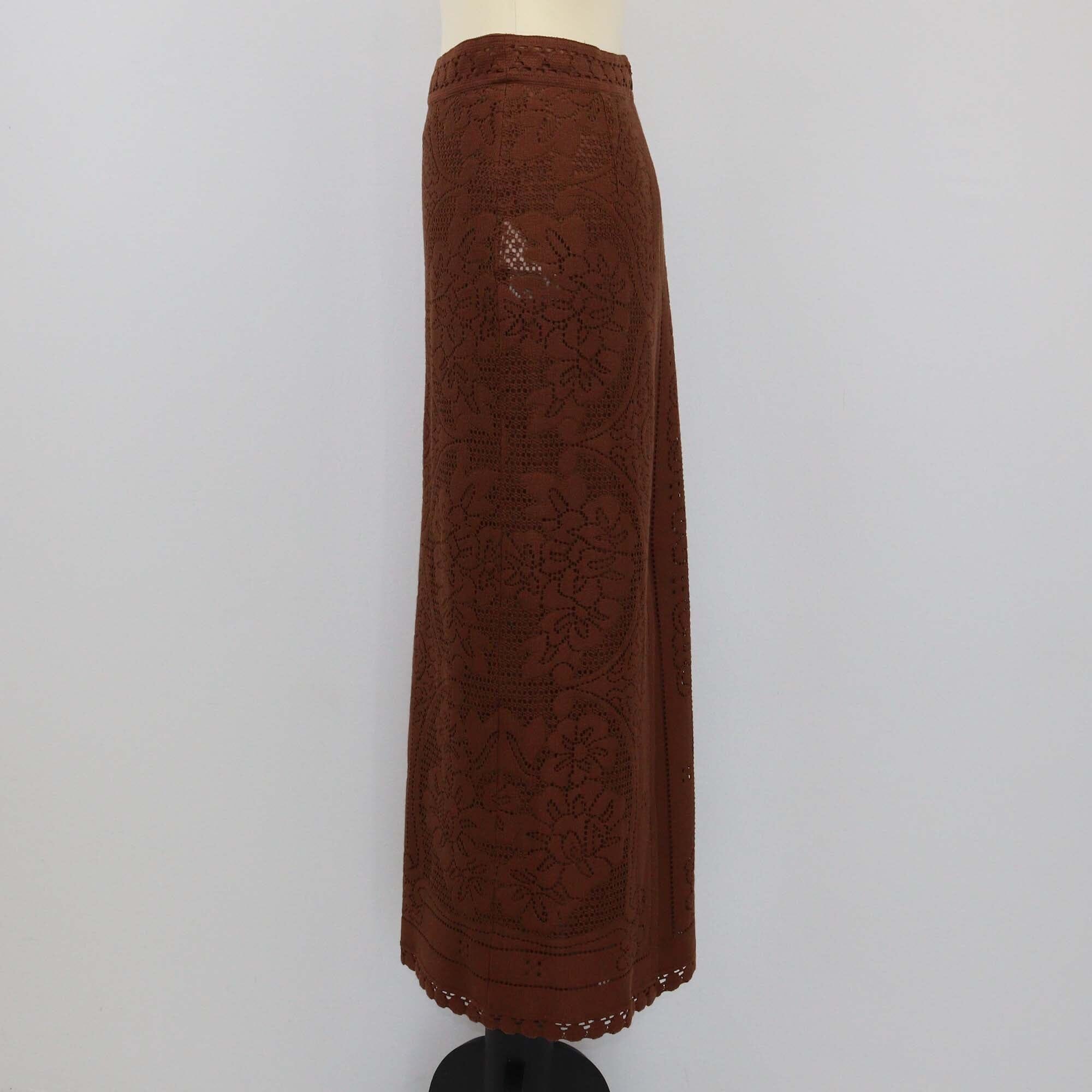 Valentino Brown Lace Maxi Skirt Womens Valentino