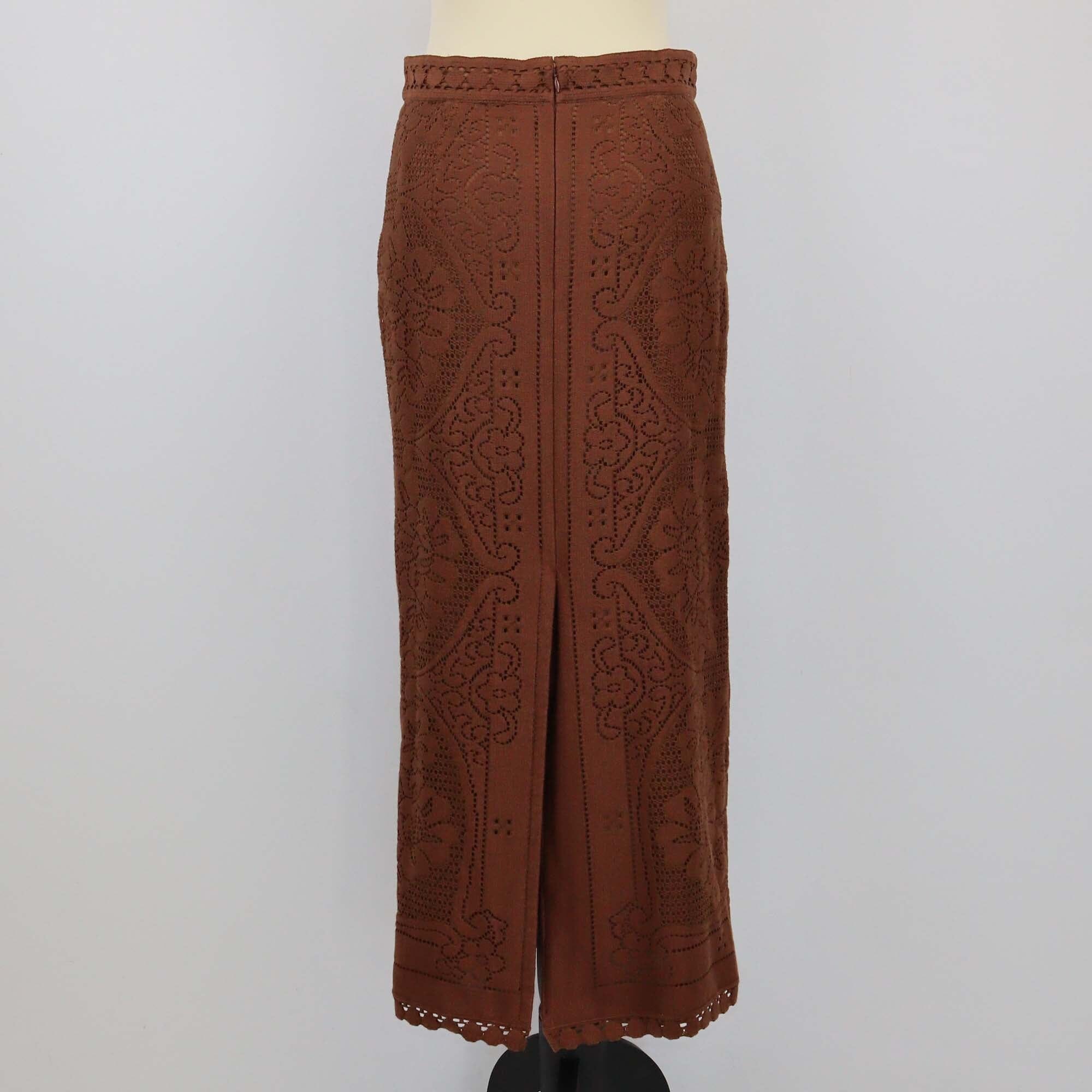 Valentino Brown Lace Maxi Skirt Womens Valentino