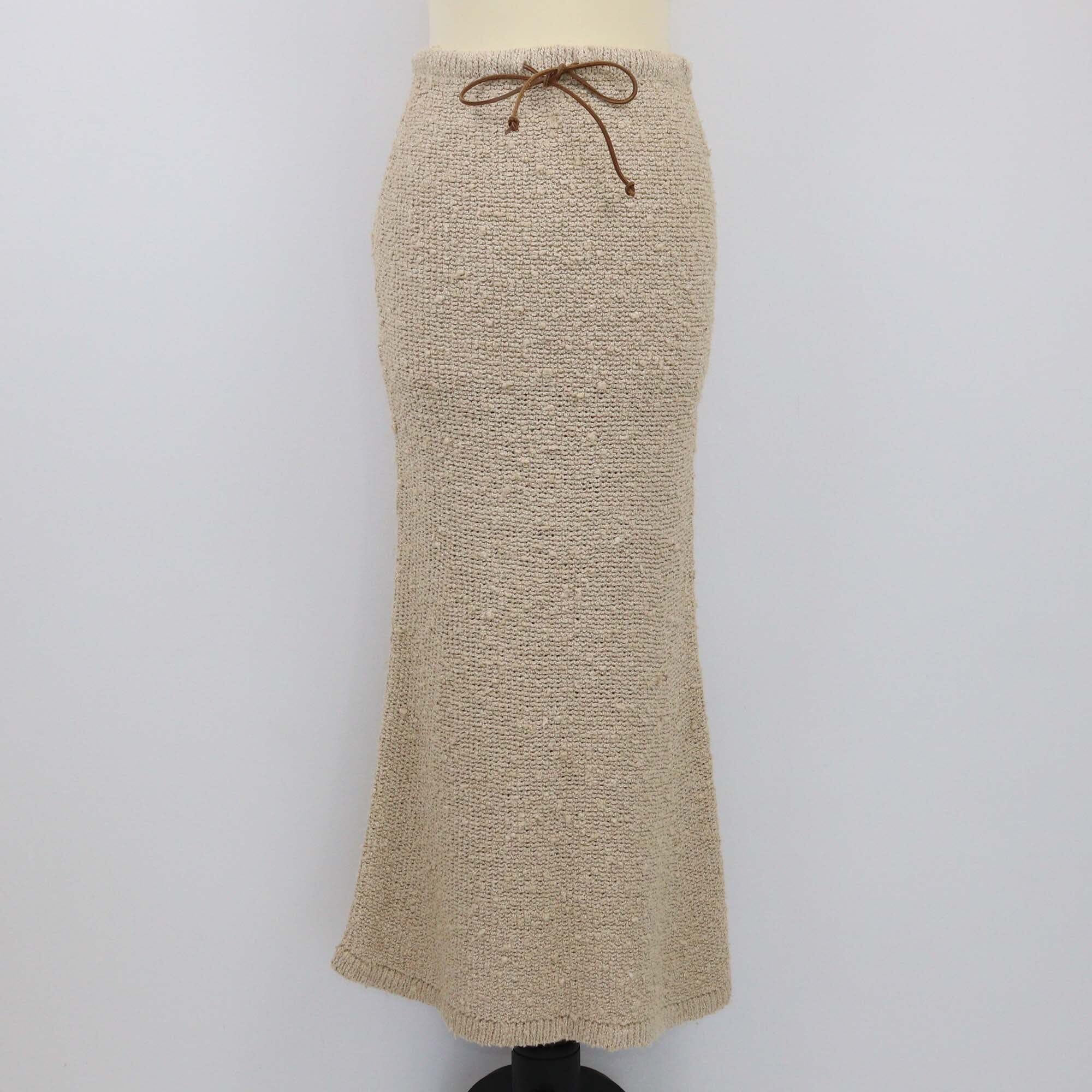 Prada Beige Drawstring High Rise Midi Skirt Womens Prada