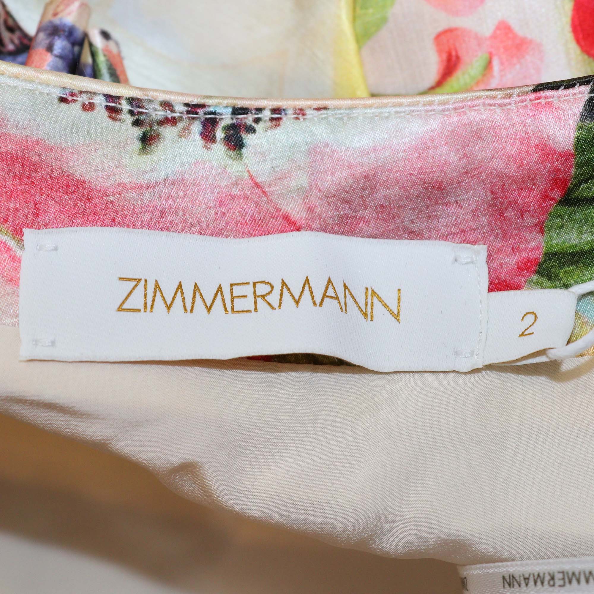 Zimmermann Multicolor Linen Spliced Floral Wonderland Frill Mini Skirt
