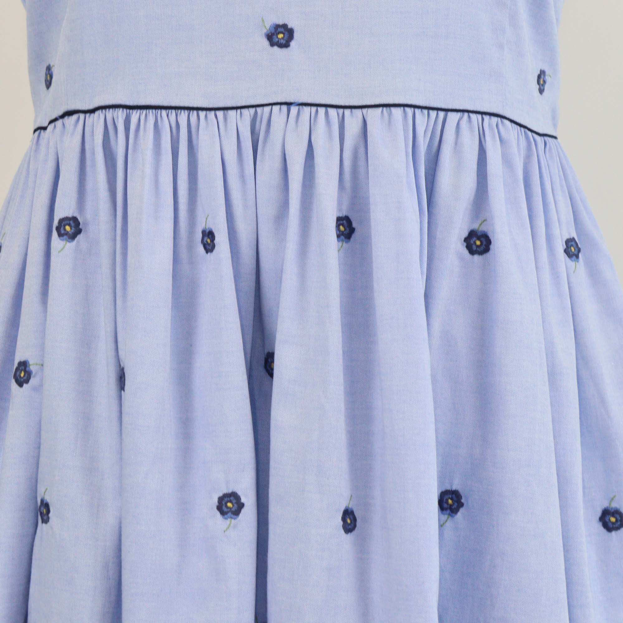 Polo Ralph Lauren Kids Blue Flower Embroidered Sleeveless Oxford Dress