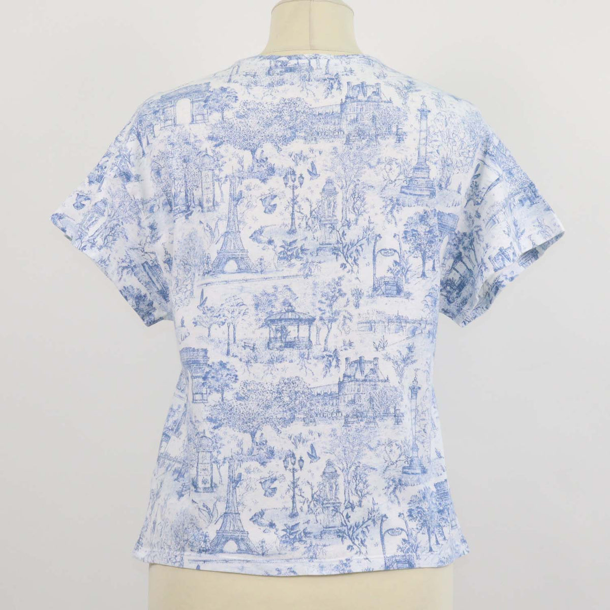 Christian Dior Kids Blue,White Cotton Land Marks Print T-Shirt