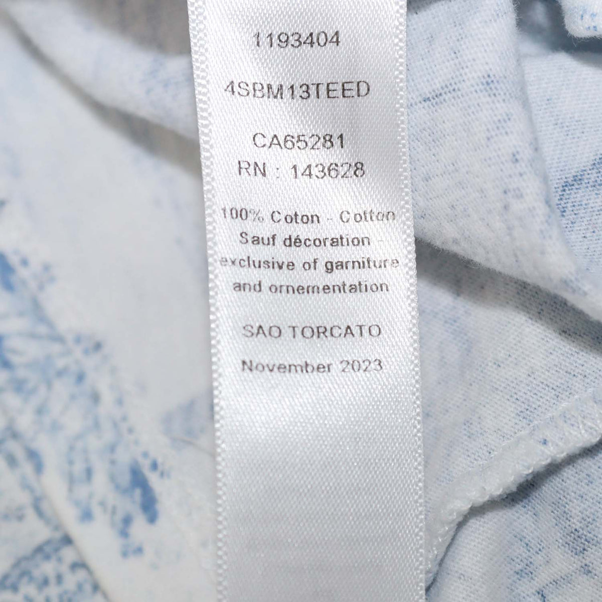 Christian Dior Kids Blue,White Cotton Land Marks Print T-Shirt
