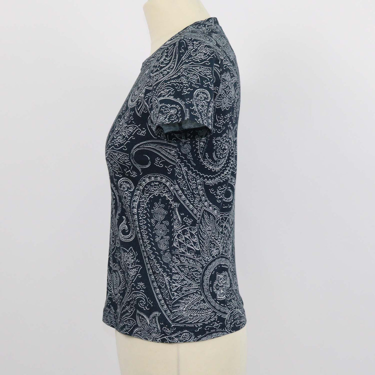 Etro Navy Blue,White Cotton Bandana Print T-Shirt