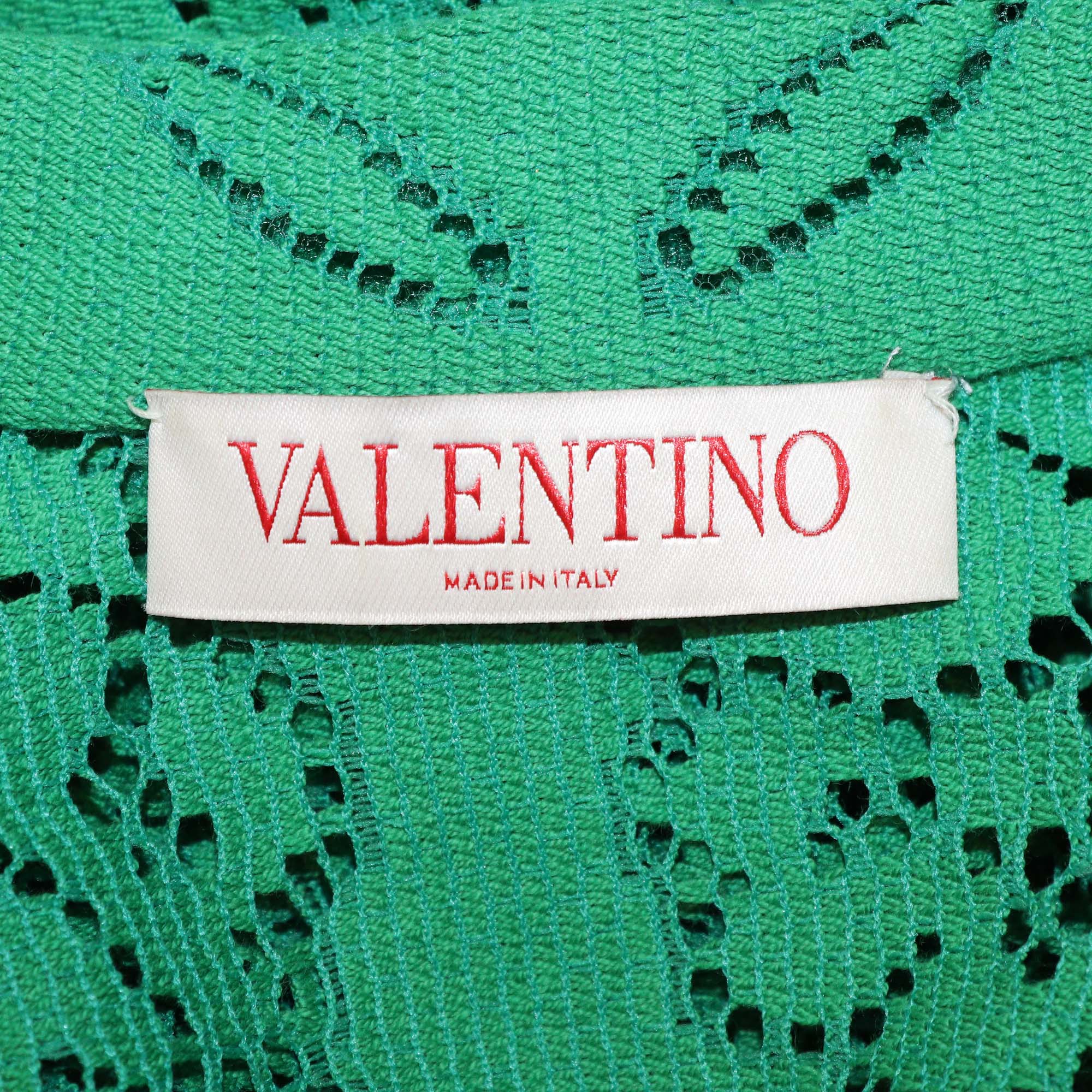 Valentino Green Cotton Lace Pattern Short Sleeve Shirt