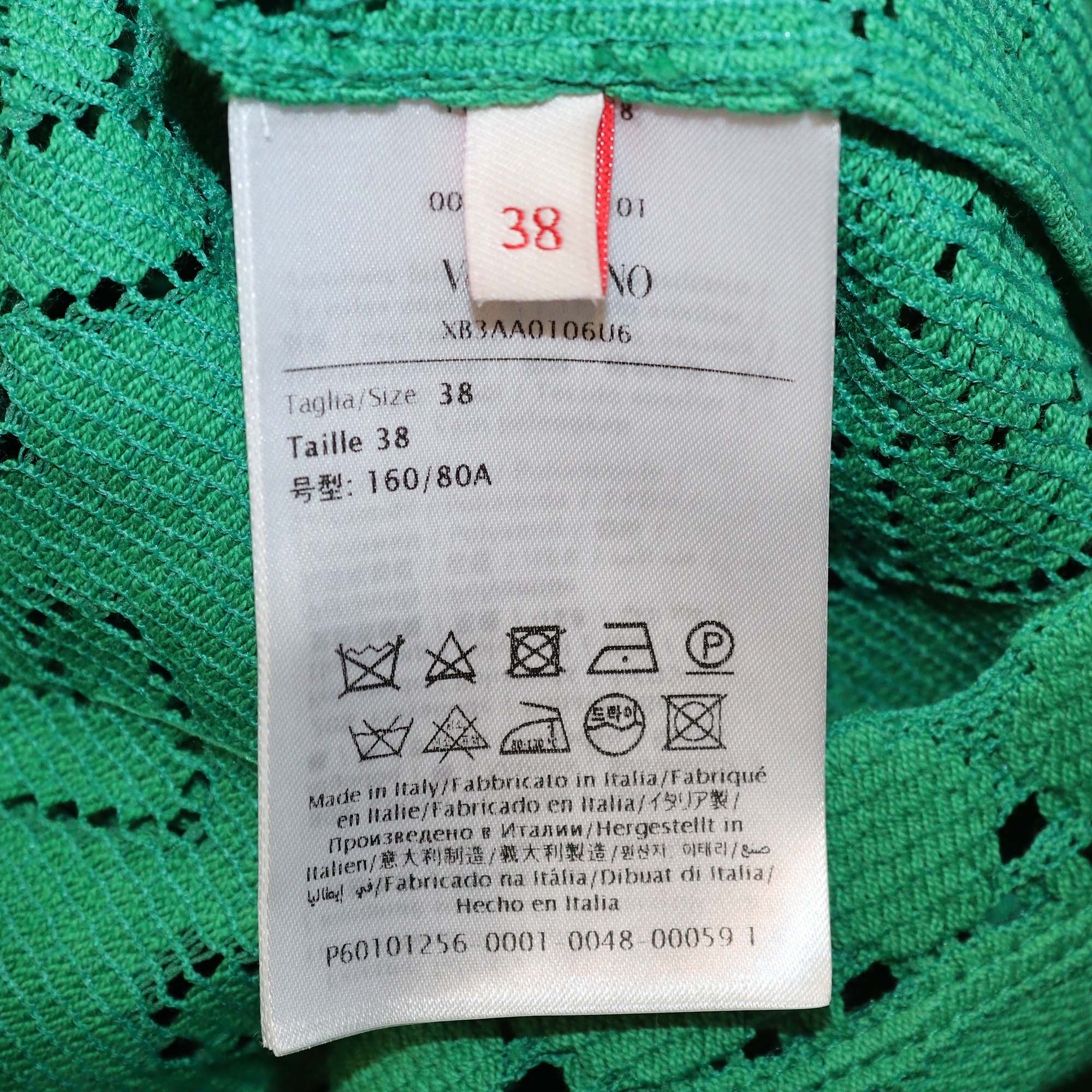 Valentino Green Cotton Lace Pattern Short Sleeve Shirt