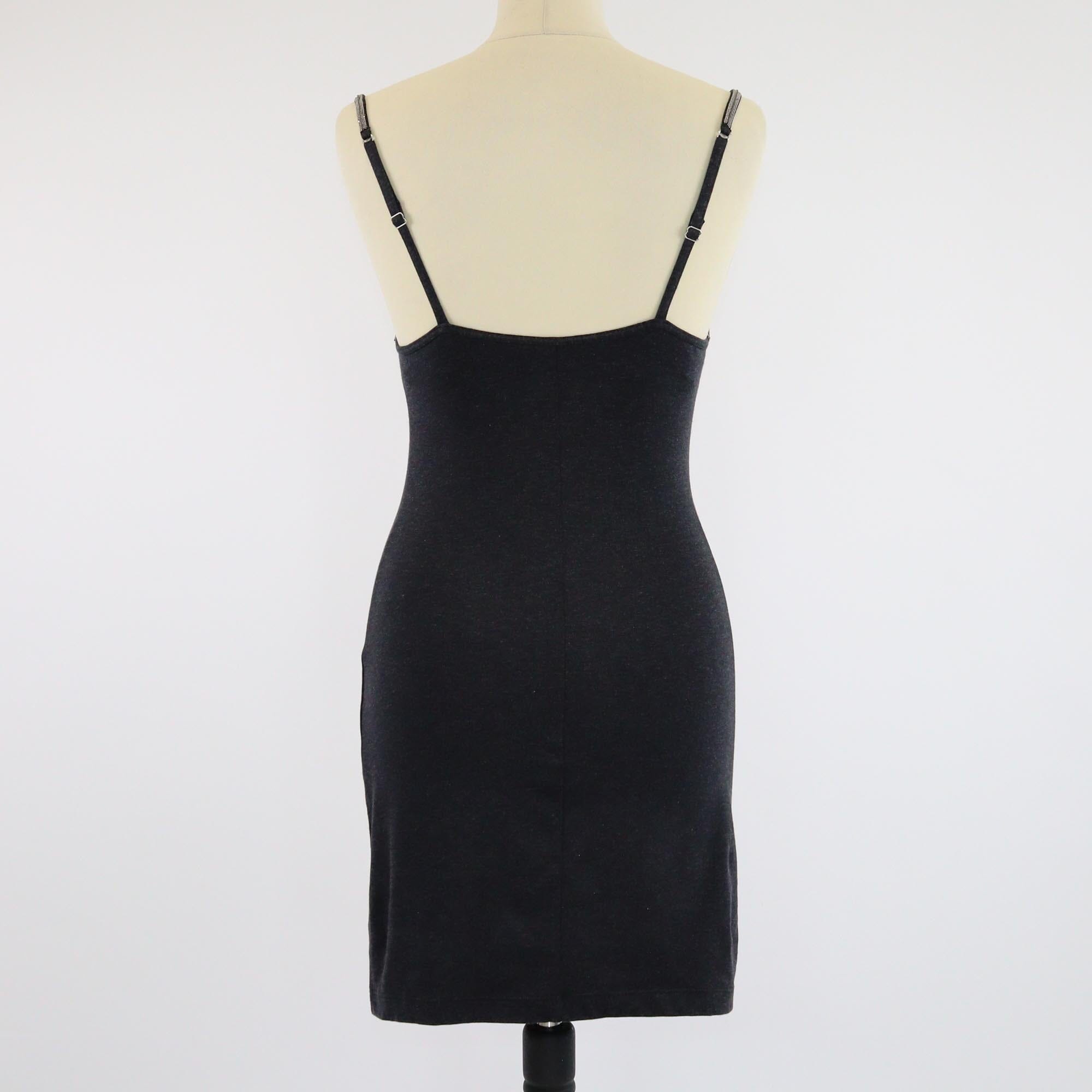 Brunello Cucinelli Black Sleeveless Strap Beaded Tank Top Womens Brunello Cucinelli