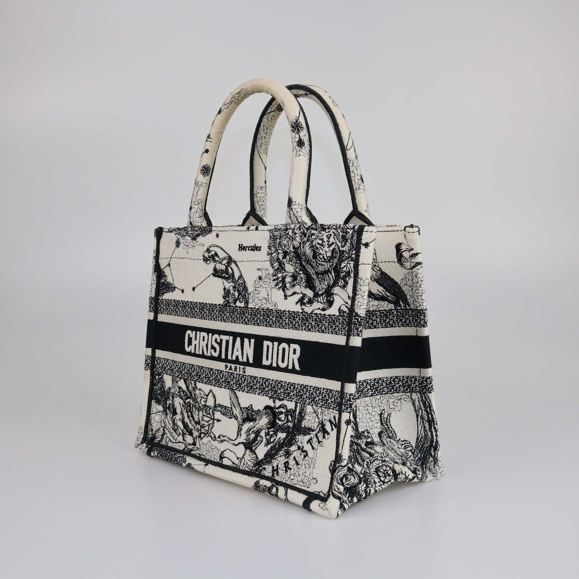 Christian Dior Latte/Black Zodiac Embroidery Small Book Tote