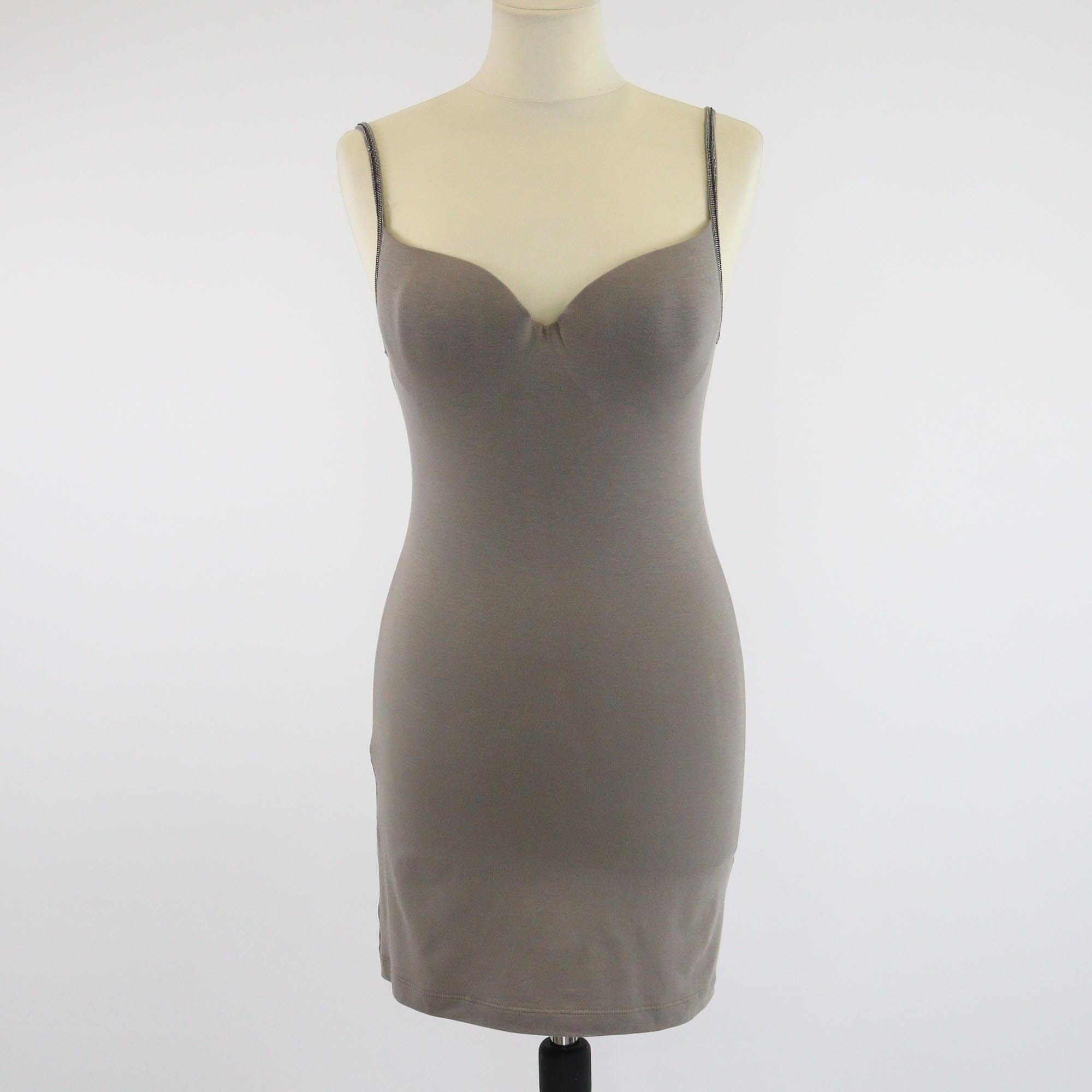 Brunello Cucinelli Gray Sleeveless Strap Beaded Tank Top Womens Brunello Cucinelli