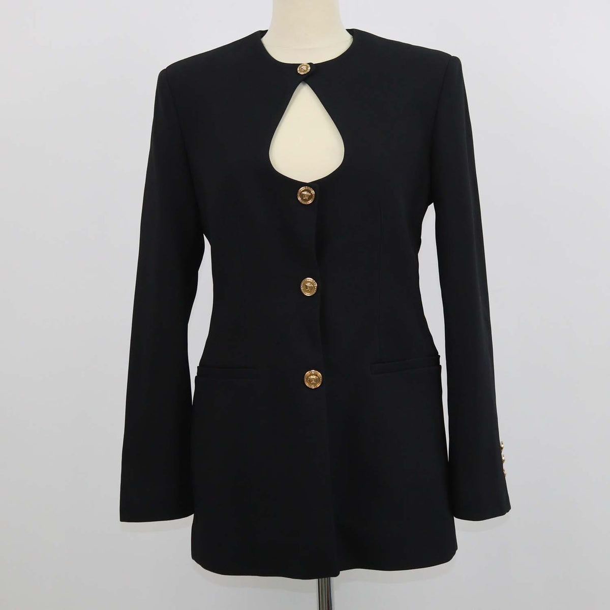Versace Black Blend Acetate Keyhole Blazer