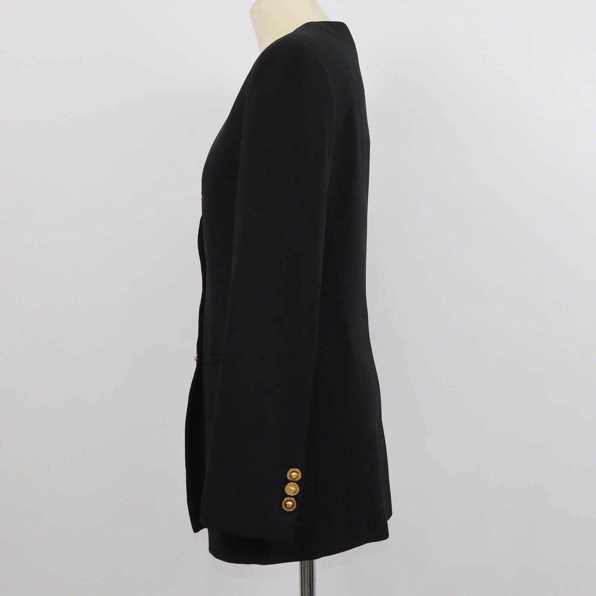 Versace Black Blend Acetate Keyhole Blazer