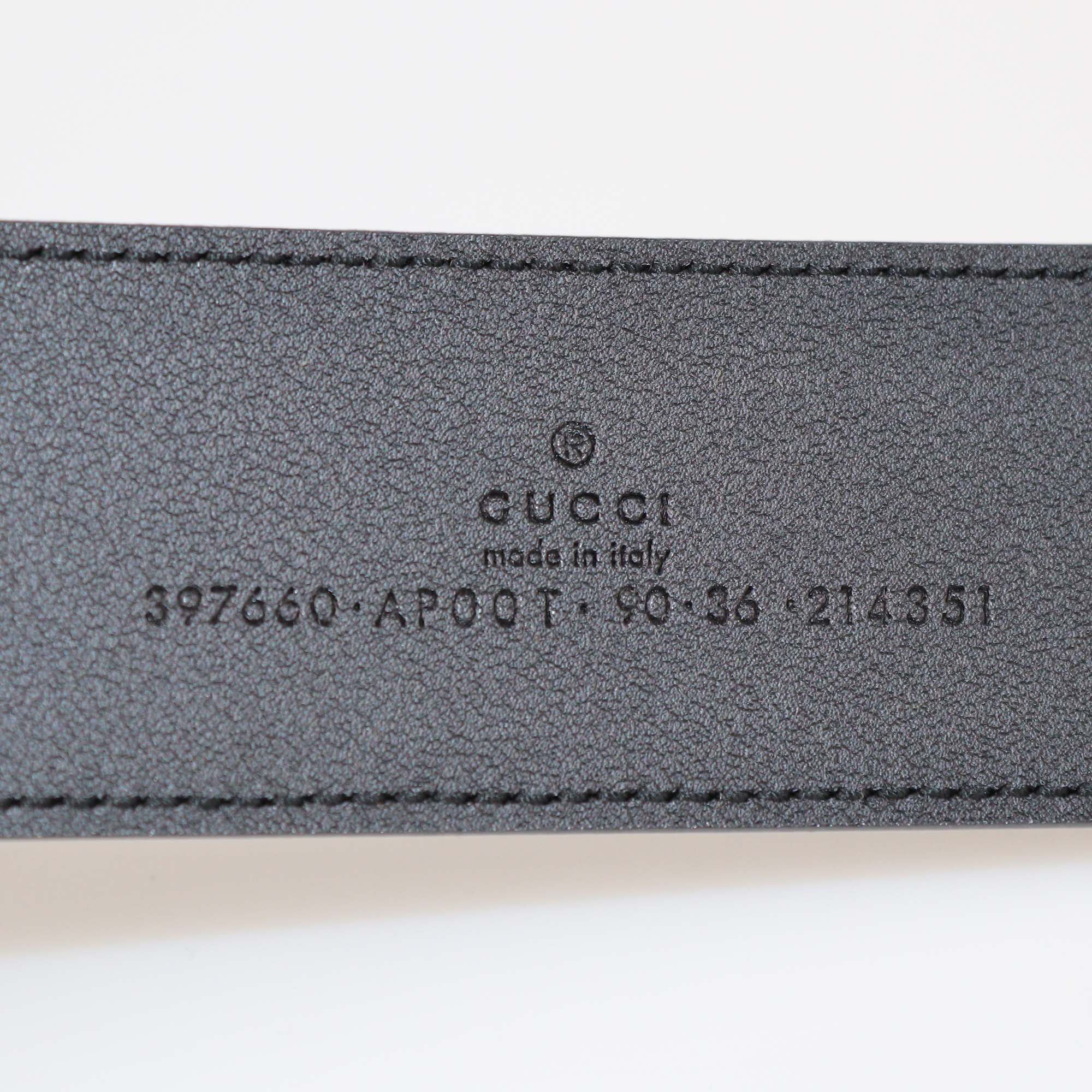 Gucci Black Leather GG Marmont Wide Belt