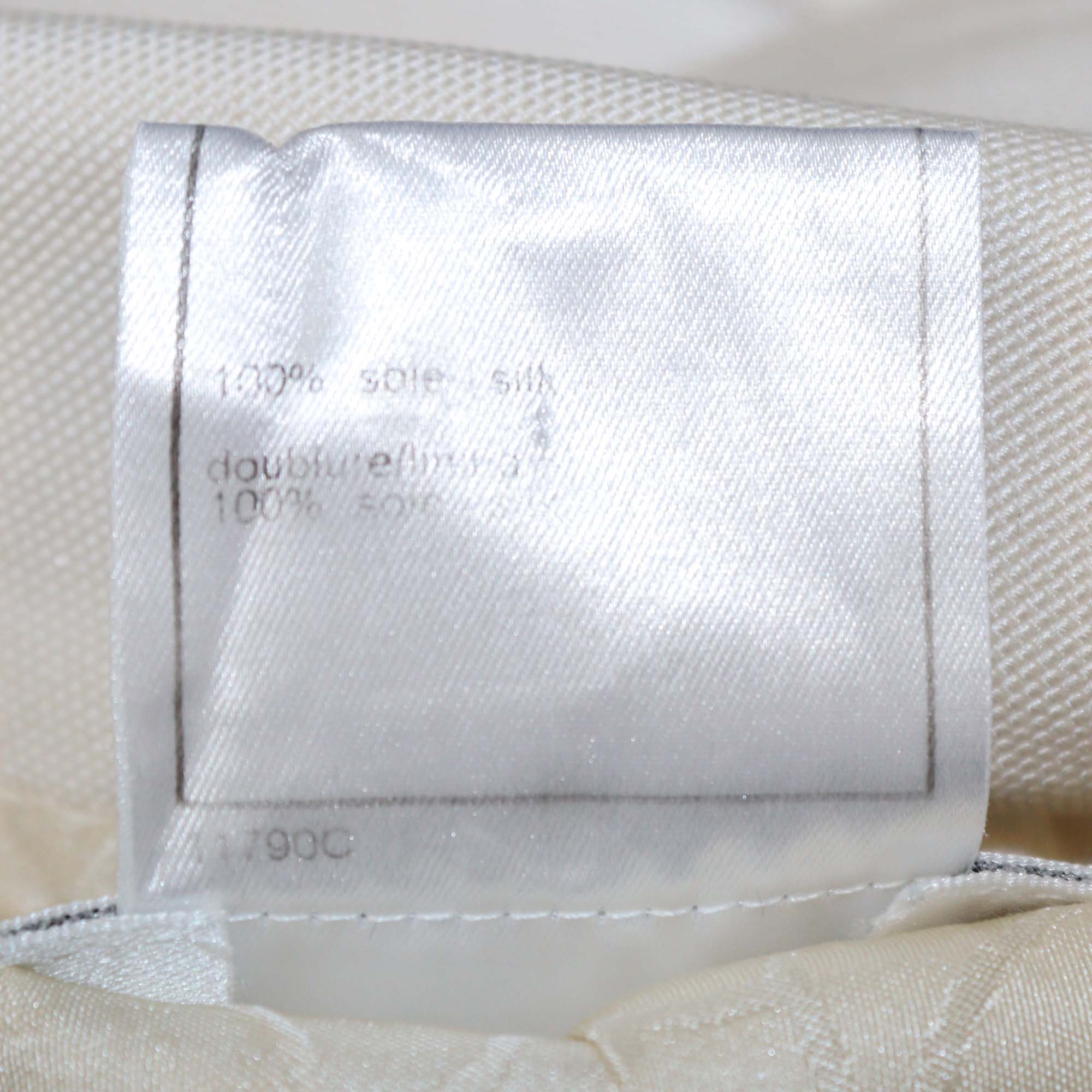 Chanel Cream Silk Shirt Sleeve Padded Shoulder Midi Dress