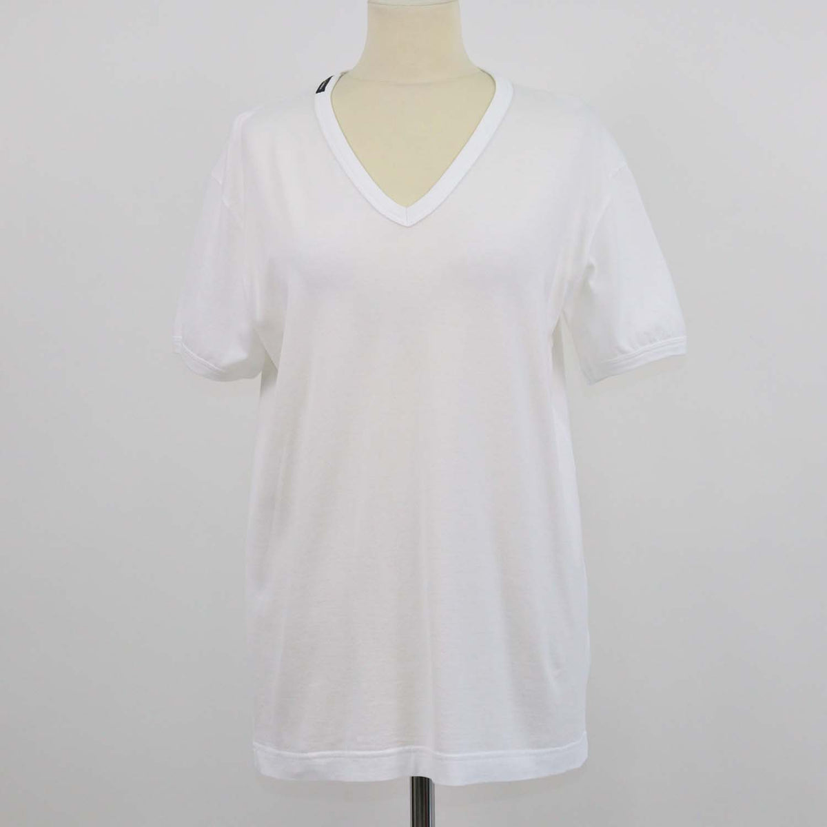 Dolce & Gabbana White Cotton V Neck T-Shirt