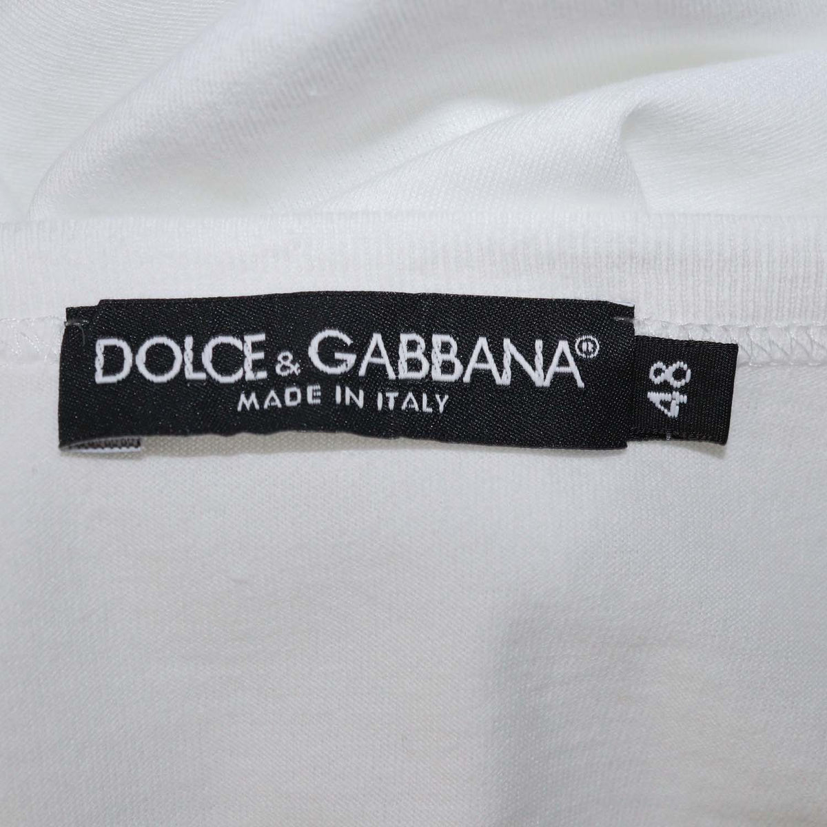 Dolce & Gabbana White Cotton V Neck T-Shirt