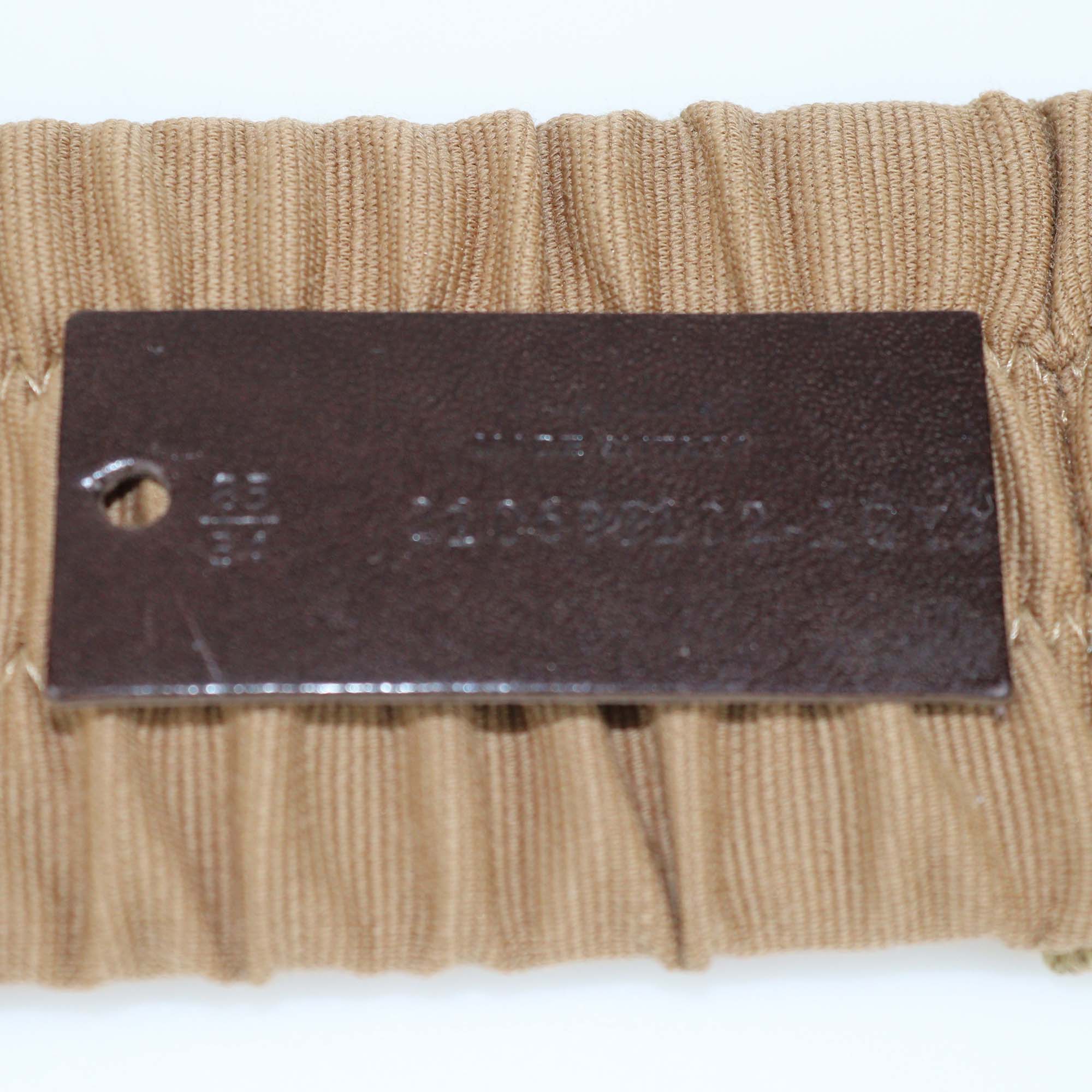Fendi Brown Ruched Stretch Fabric Baguette Buckle Belt