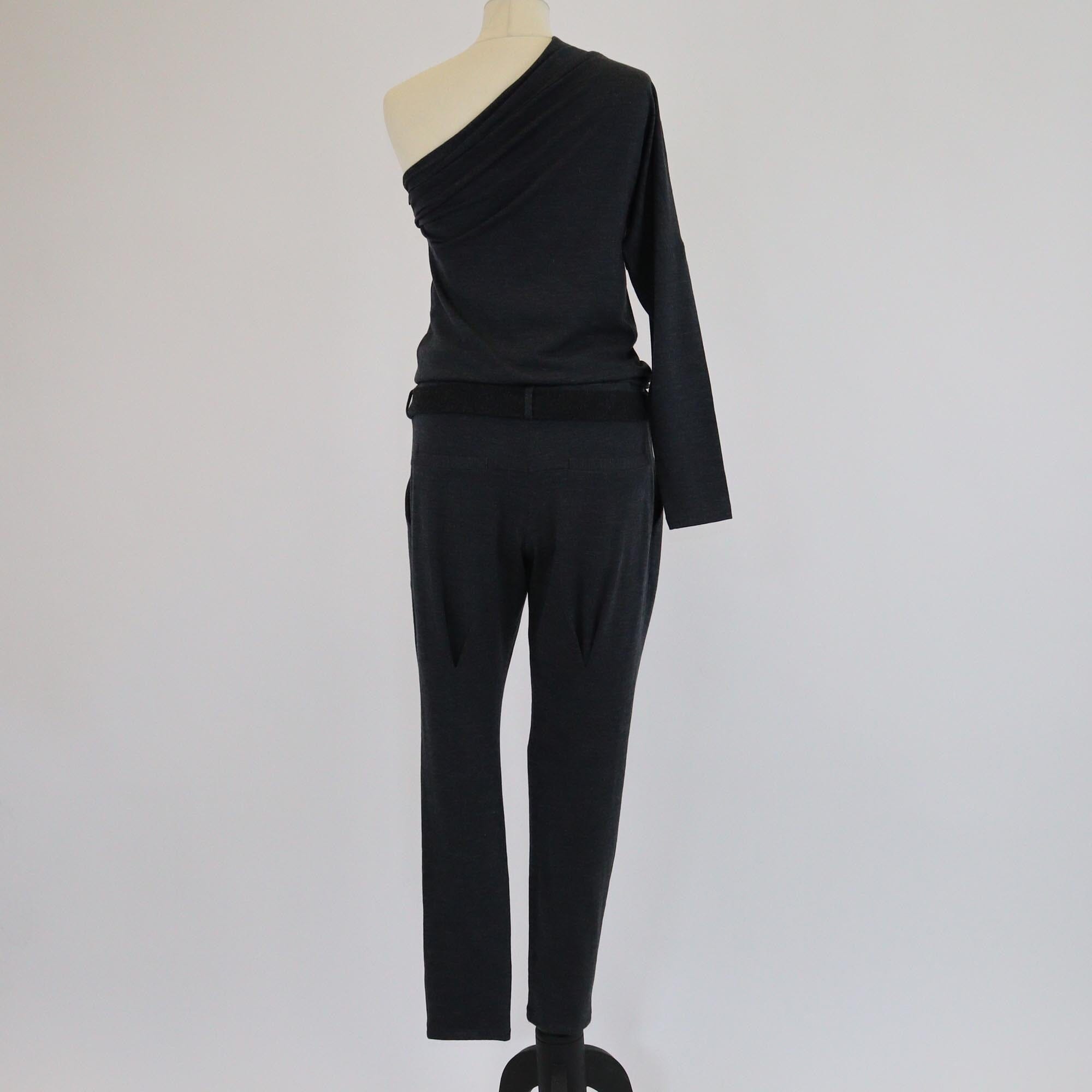 Brunello Cucinelli Grey One Shoulder Belted Jumpsuit Womens Brunello Cucinelli