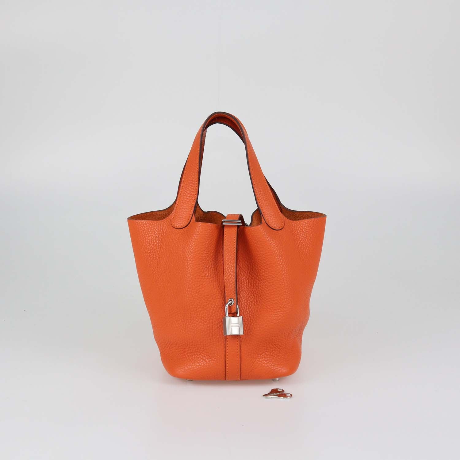 Hermes Orange Clemence Leather Picotin Lock 18 Bag