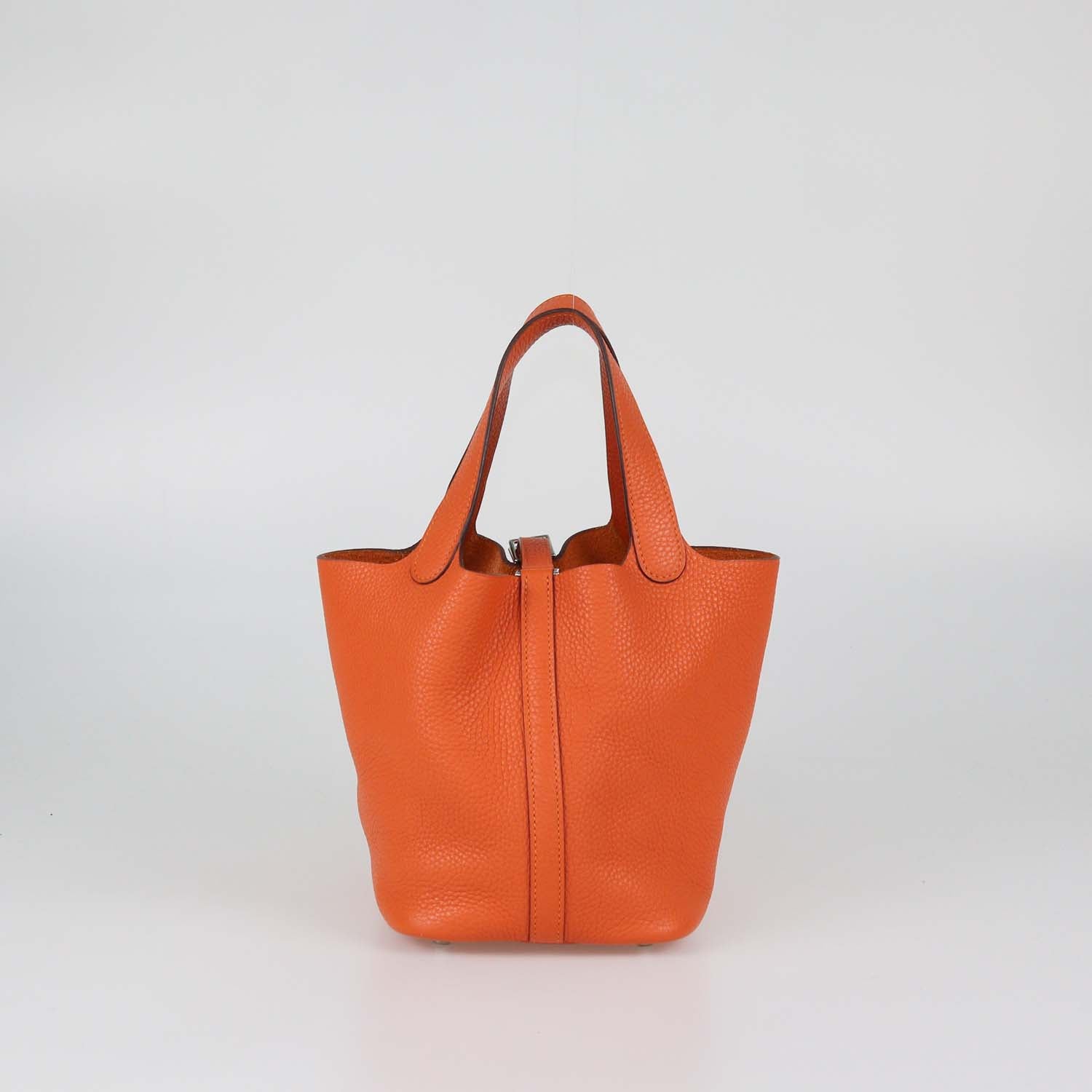 Hermes Orange Clemence Leather Picotin Lock 18 Bag