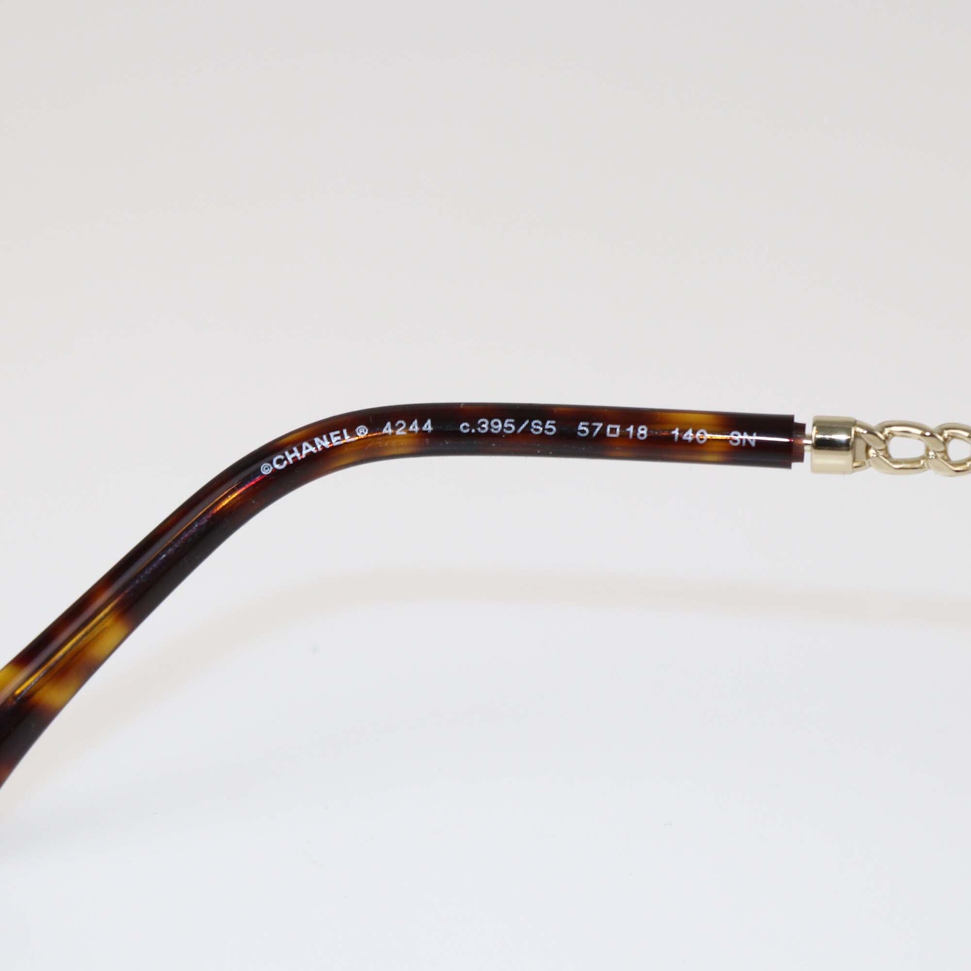 Chanel Brown Gradient Chain Square Sunglasses Womens Chanel