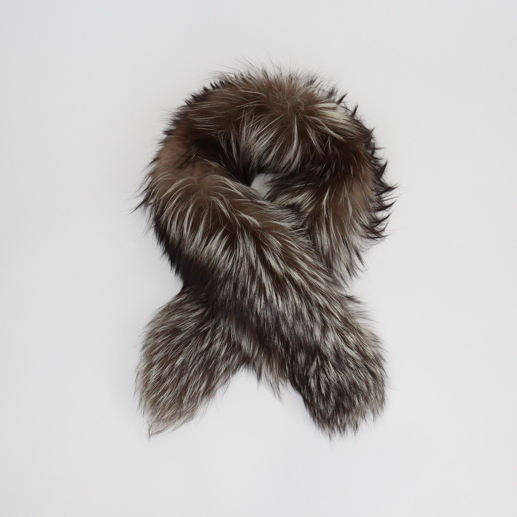 SportMax Brown/White Fox Fur Neck Scarf Womens SportMax