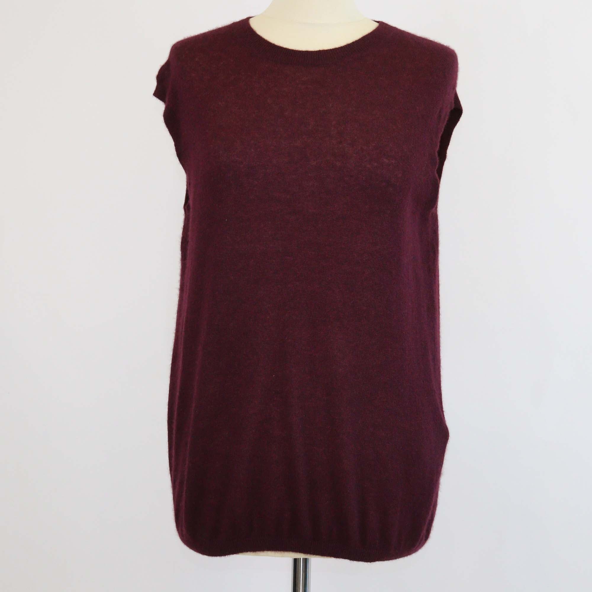 Loro Piana Burgundy Cashmere Blended Knit Sleeveless Top