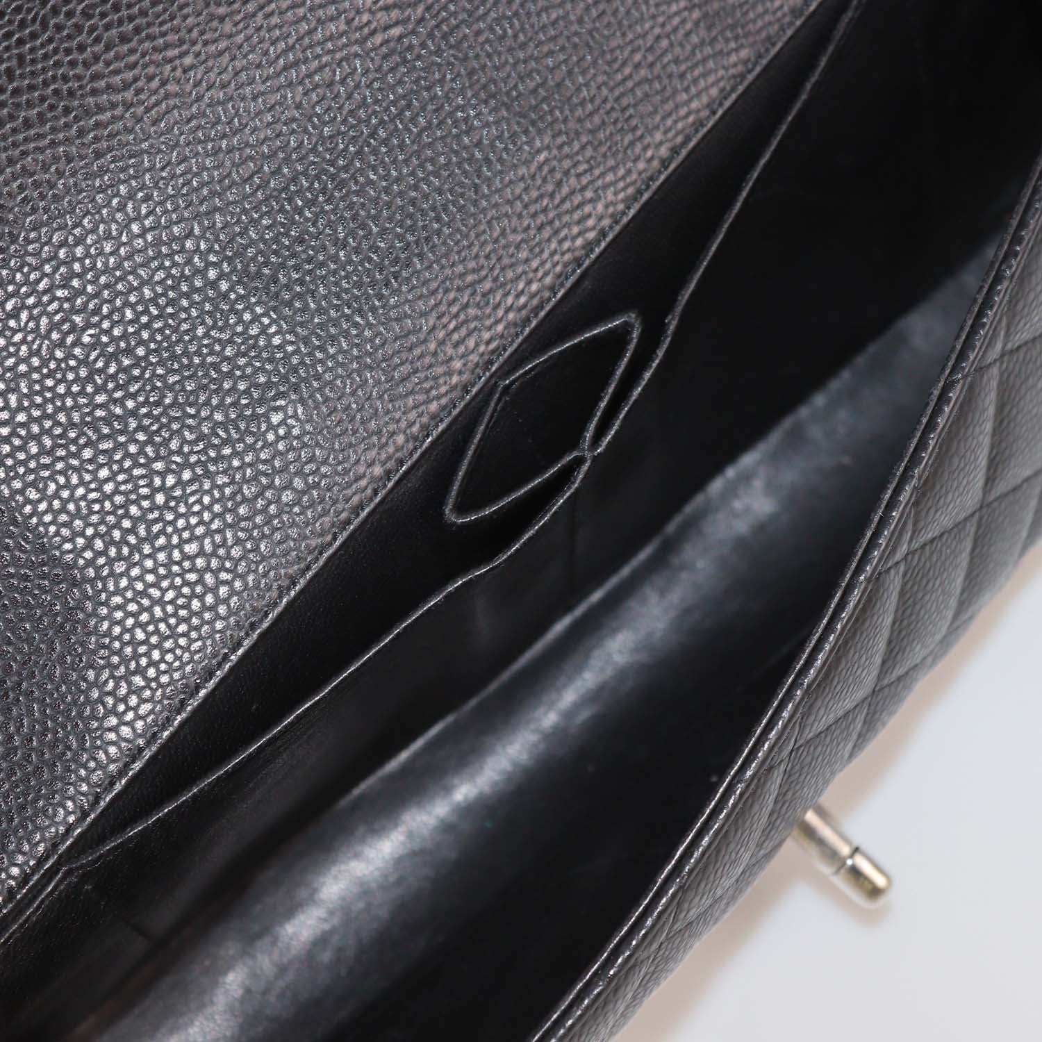 Chanel Black Quilted Caviar Leather East/West Classic Flap Bag