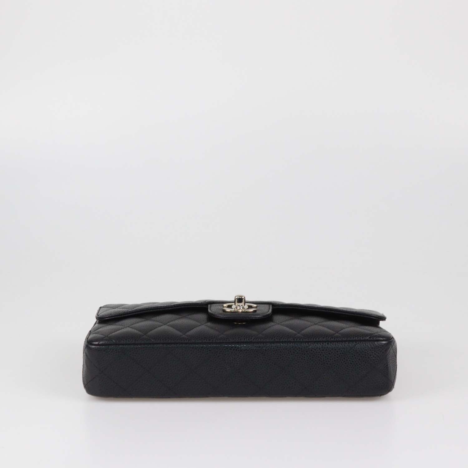 Chanel Black Quilted Caviar Leather East/West Classic Flap Bag