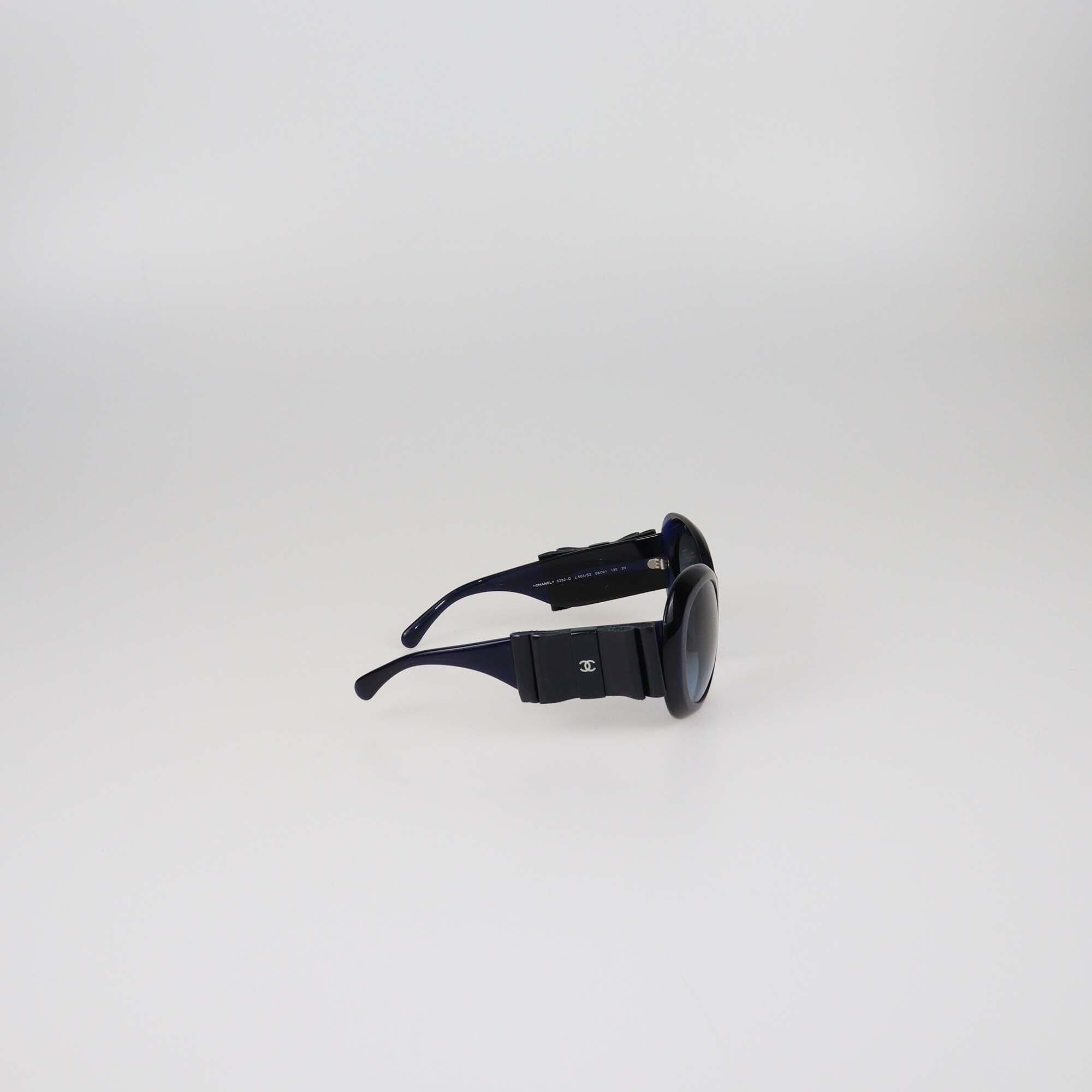 Chanel Blue Gradient Bow Oversized Round Sunglasses Womens Chanel