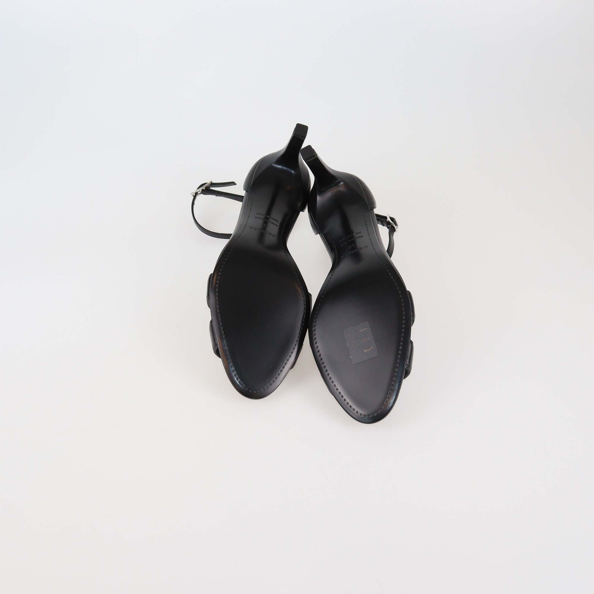 Hermes Black Leather Premiere 70 Sandals