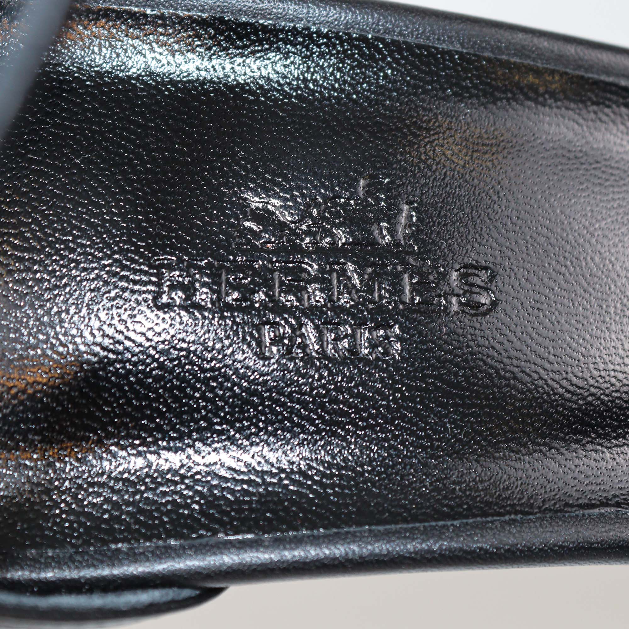 Hermes Black Leather Premiere 70 Sandals
