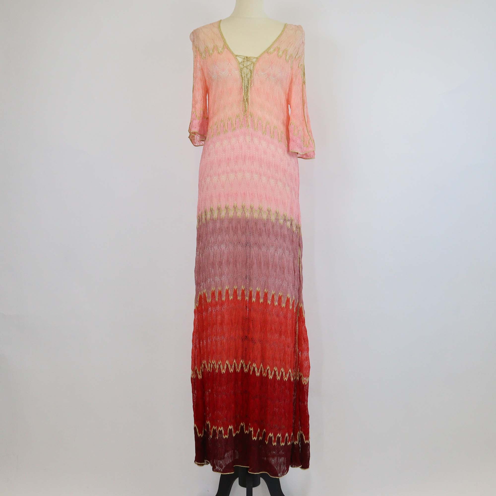 Missoni Mare Multicolor Viscose Crochet Short Sleeve Dress